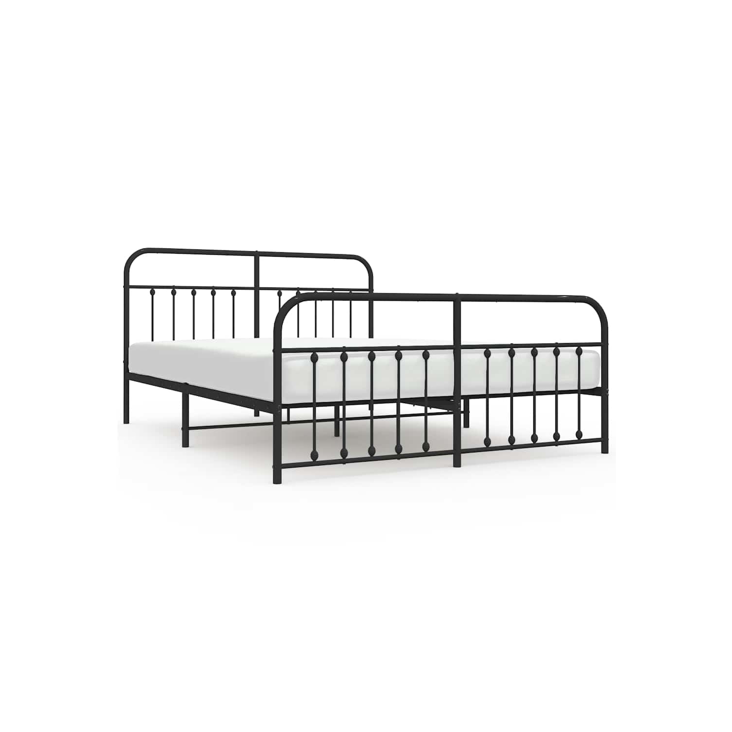 vidaXL Black California King Metal Bed Frame with Headboard & Slats, No Mattress, Easy Assembly