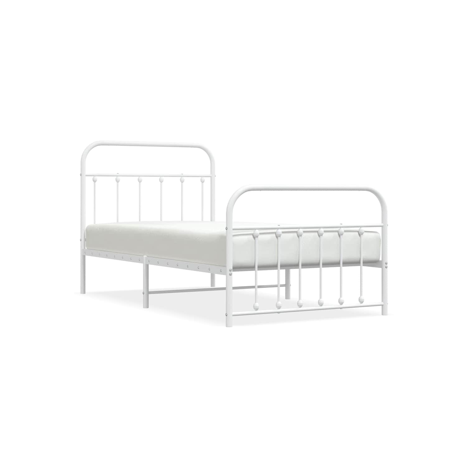 VidaXL – Cadre de lit simple en métal blanc avec tête de lit et lattes, sans matelas, assemblage facile