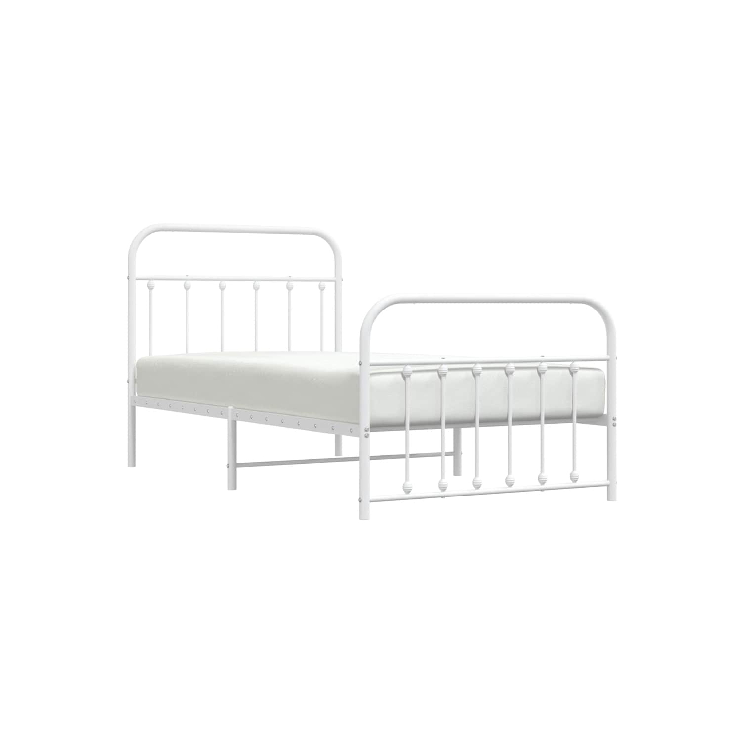 VidaXL – Cadre de lit simple en métal blanc avec tête de lit et lattes, sans matelas, assemblage facile