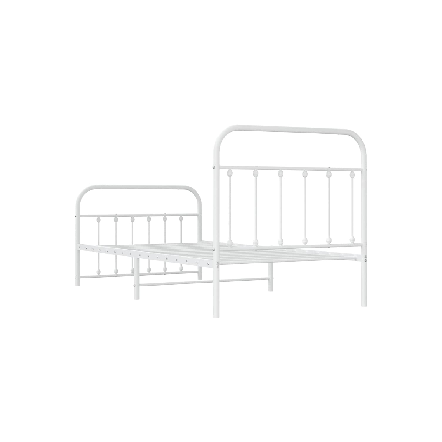 VidaXL – Cadre de lit simple en métal blanc avec tête de lit et lattes, sans matelas, assemblage facile