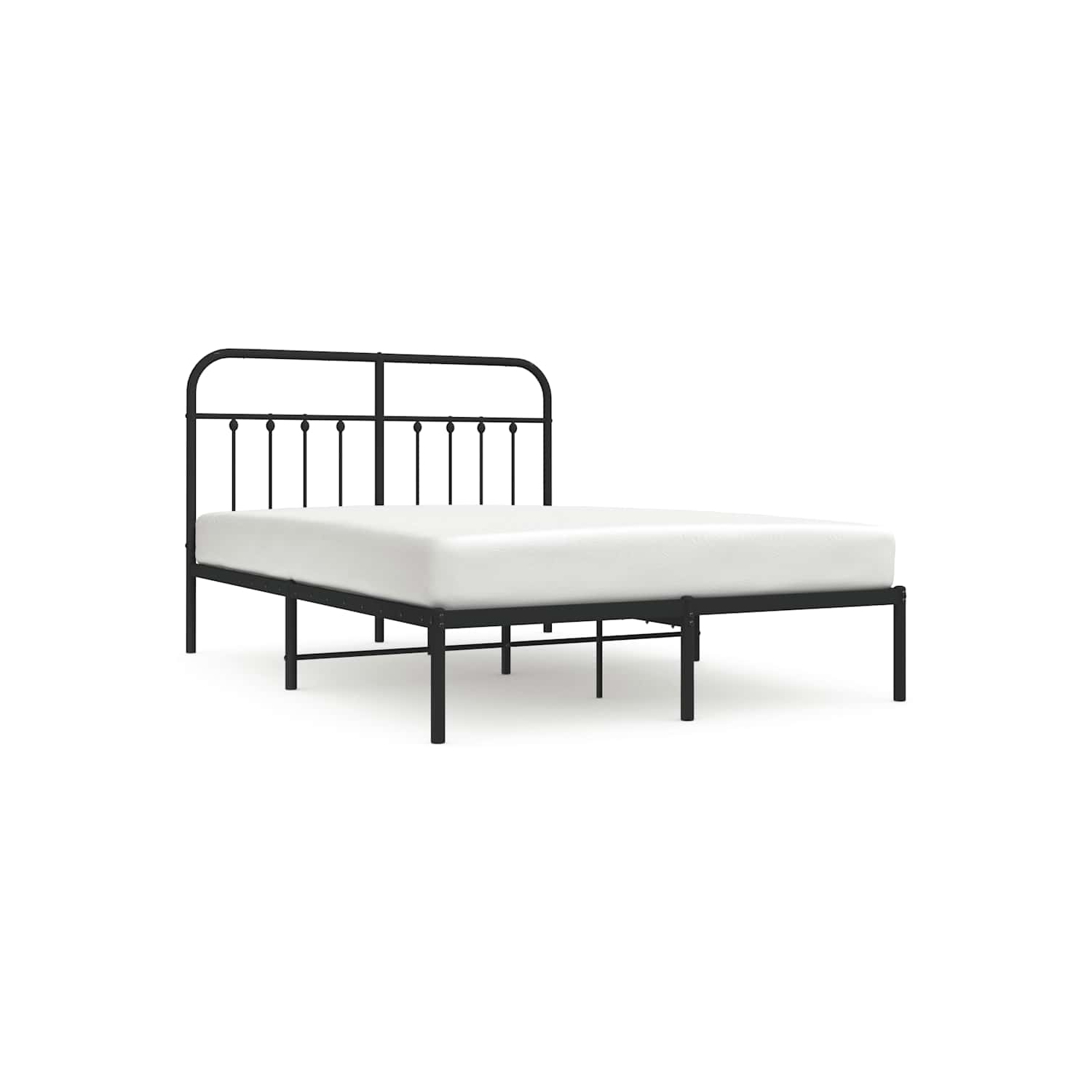 vidaXL Black Full Metal Bed Frame with Headboard & Slats, No Mattress, Easy Assembly