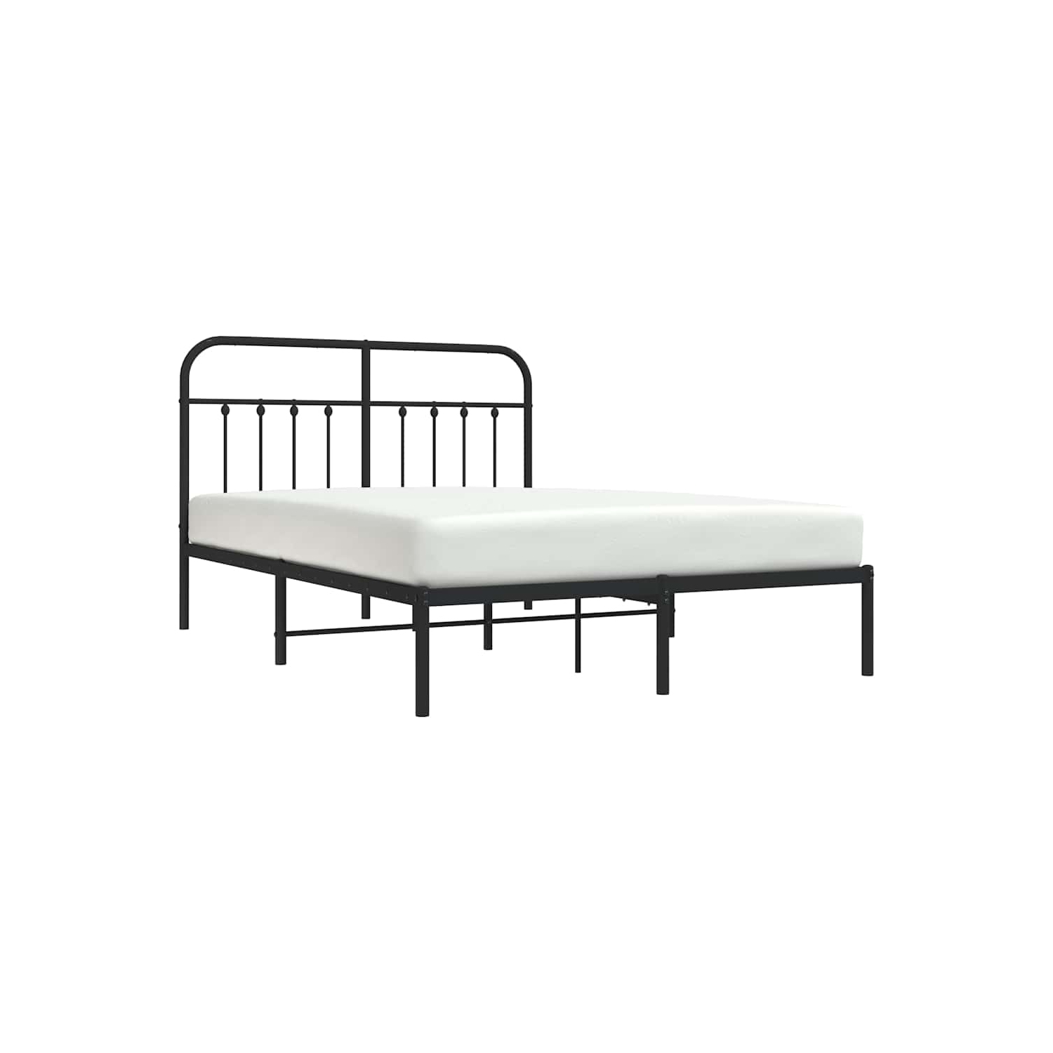 vidaXL Black Full Metal Bed Frame with Headboard & Slats, No Mattress, Easy Assembly