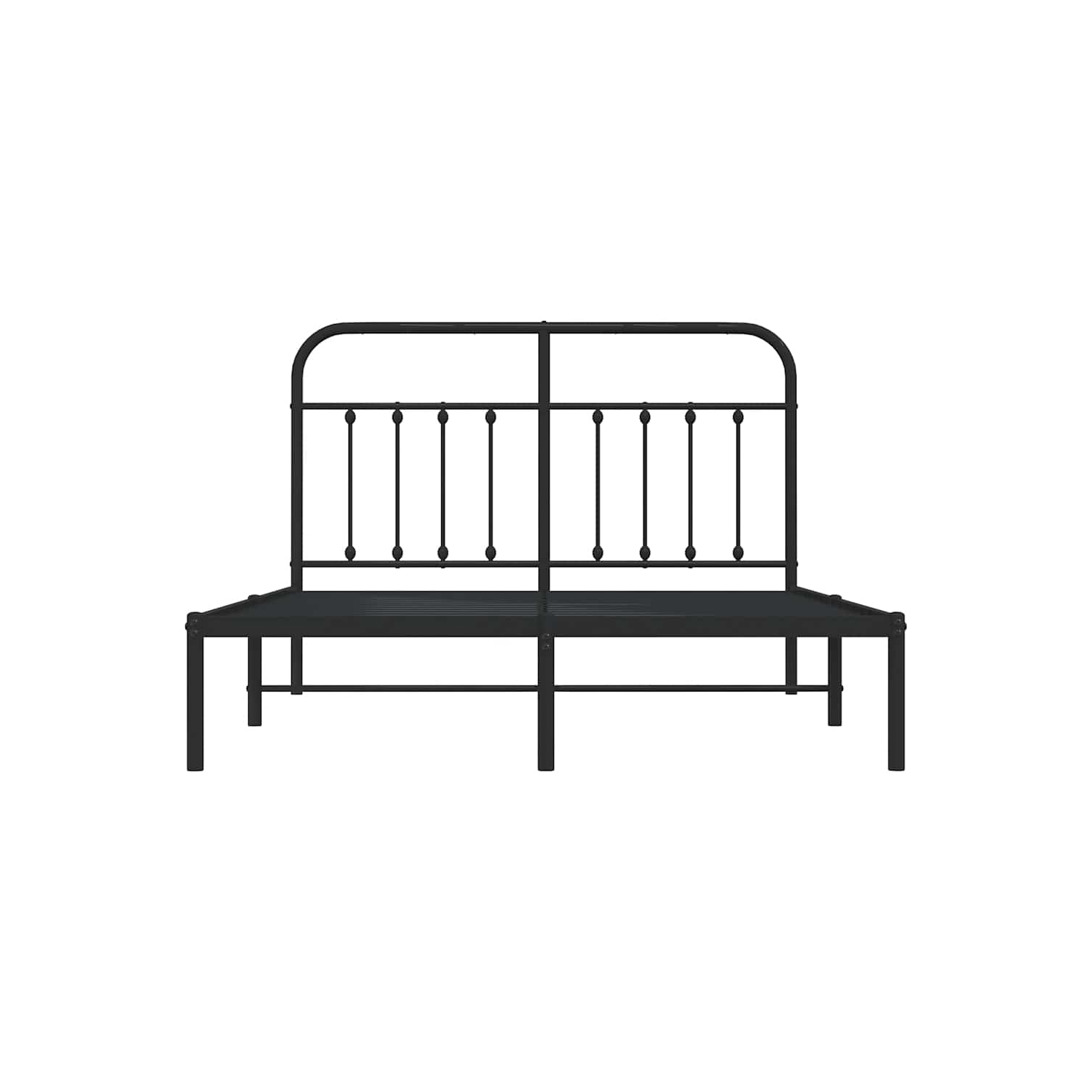 vidaXL Black Full Metal Bed Frame with Headboard & Slats, No Mattress, Easy Assembly