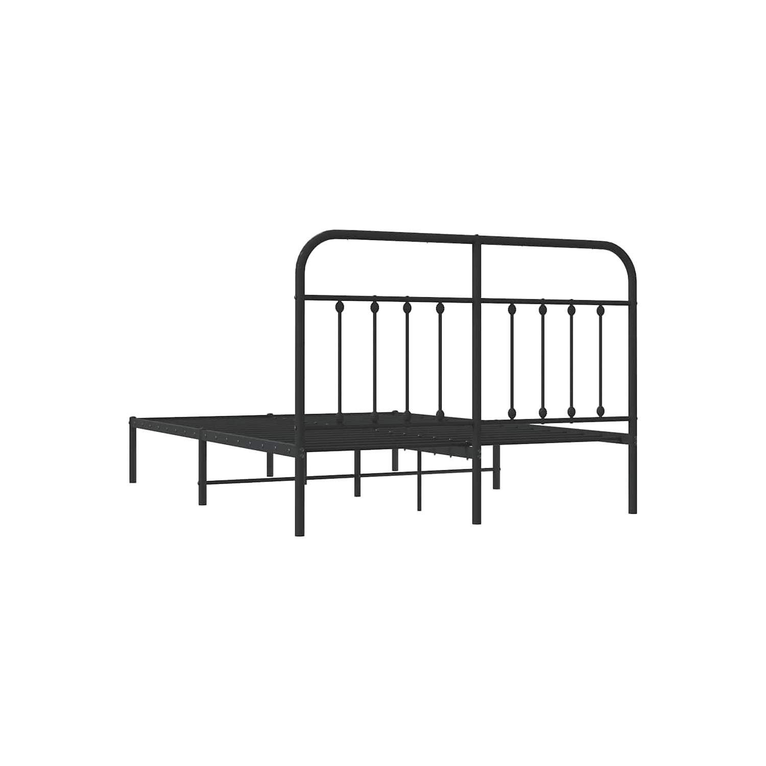 vidaXL Black Full Metal Bed Frame with Headboard & Slats, No Mattress, Easy Assembly
