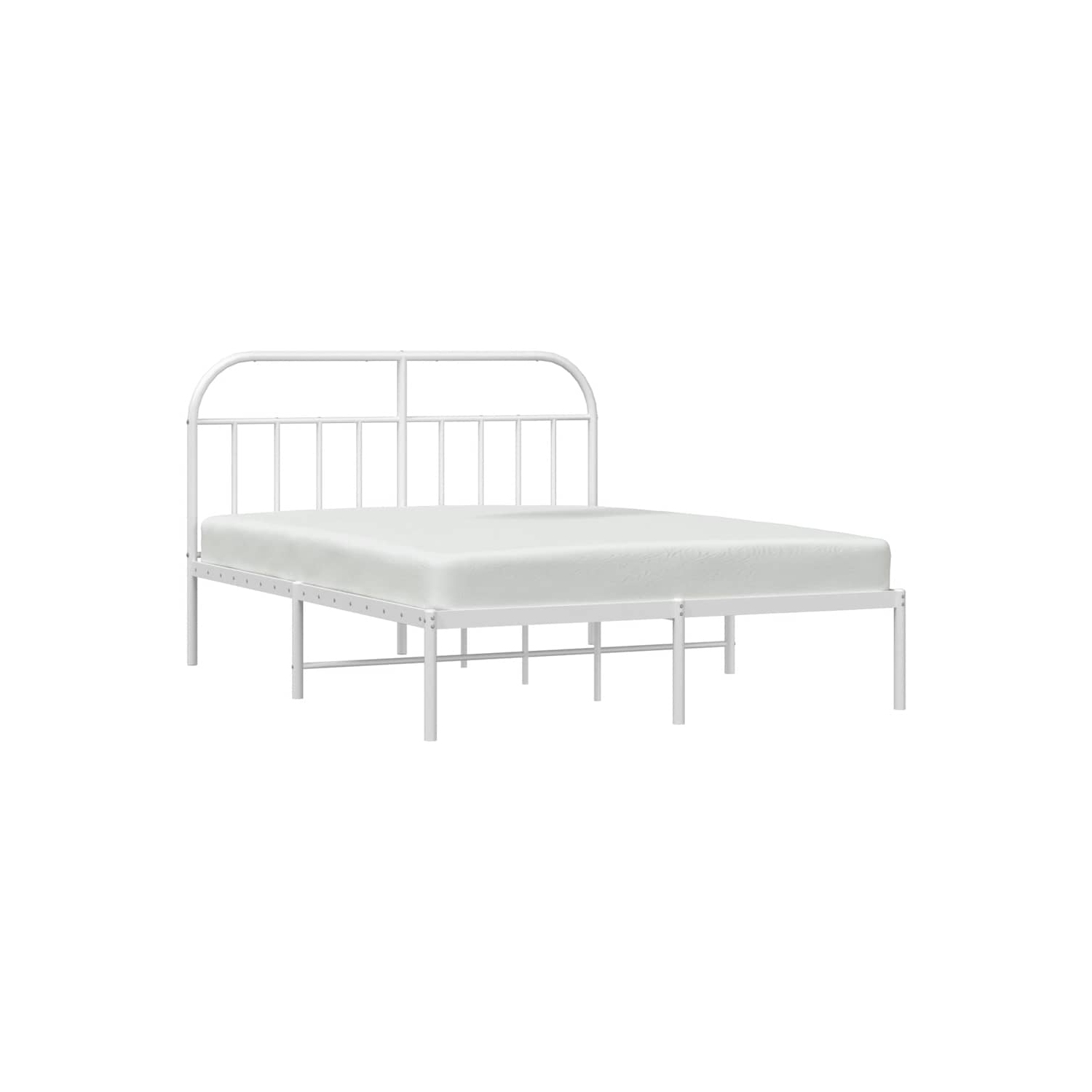 vidaXL 12" White Queen Metal Bed Frame with Headboard No Mattress