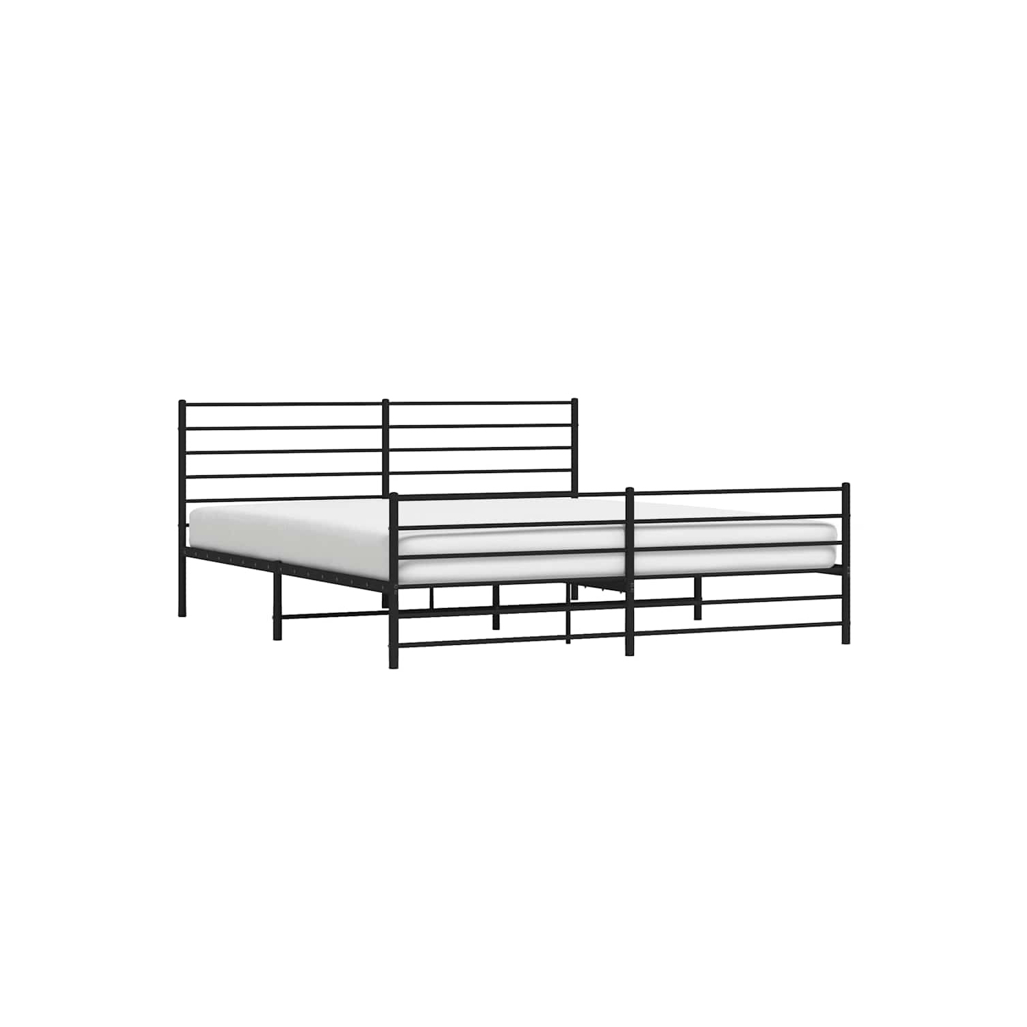 vidaXL Black King Metal Bed Frame with Headboard & Slats, No Mattress, Easy Assembly
