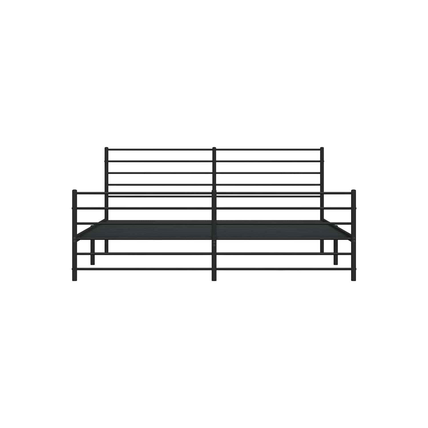 vidaXL Black King Metal Bed Frame with Headboard & Slats, No Mattress, Easy Assembly
