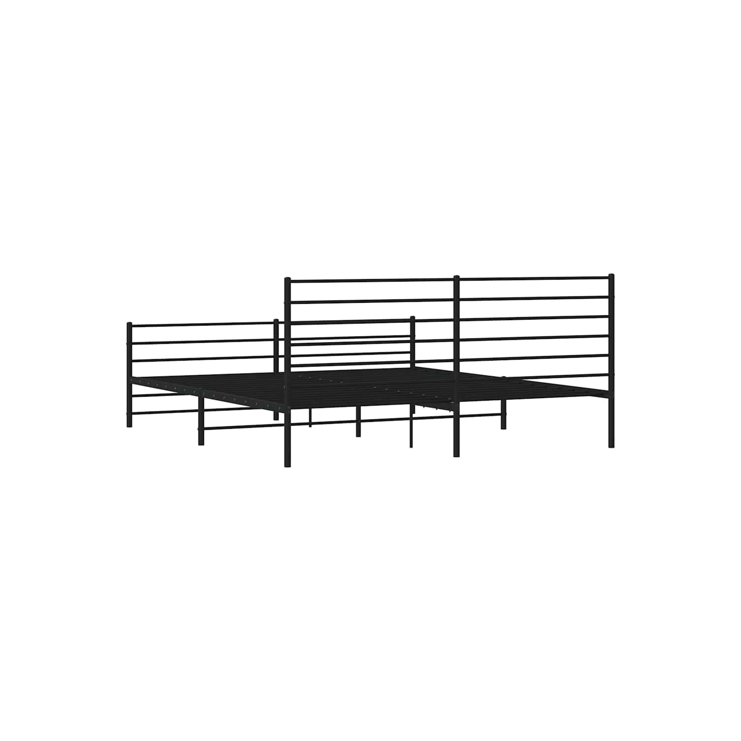 vidaXL Black King Metal Bed Frame with Headboard & Slats, No Mattress, Easy Assembly
