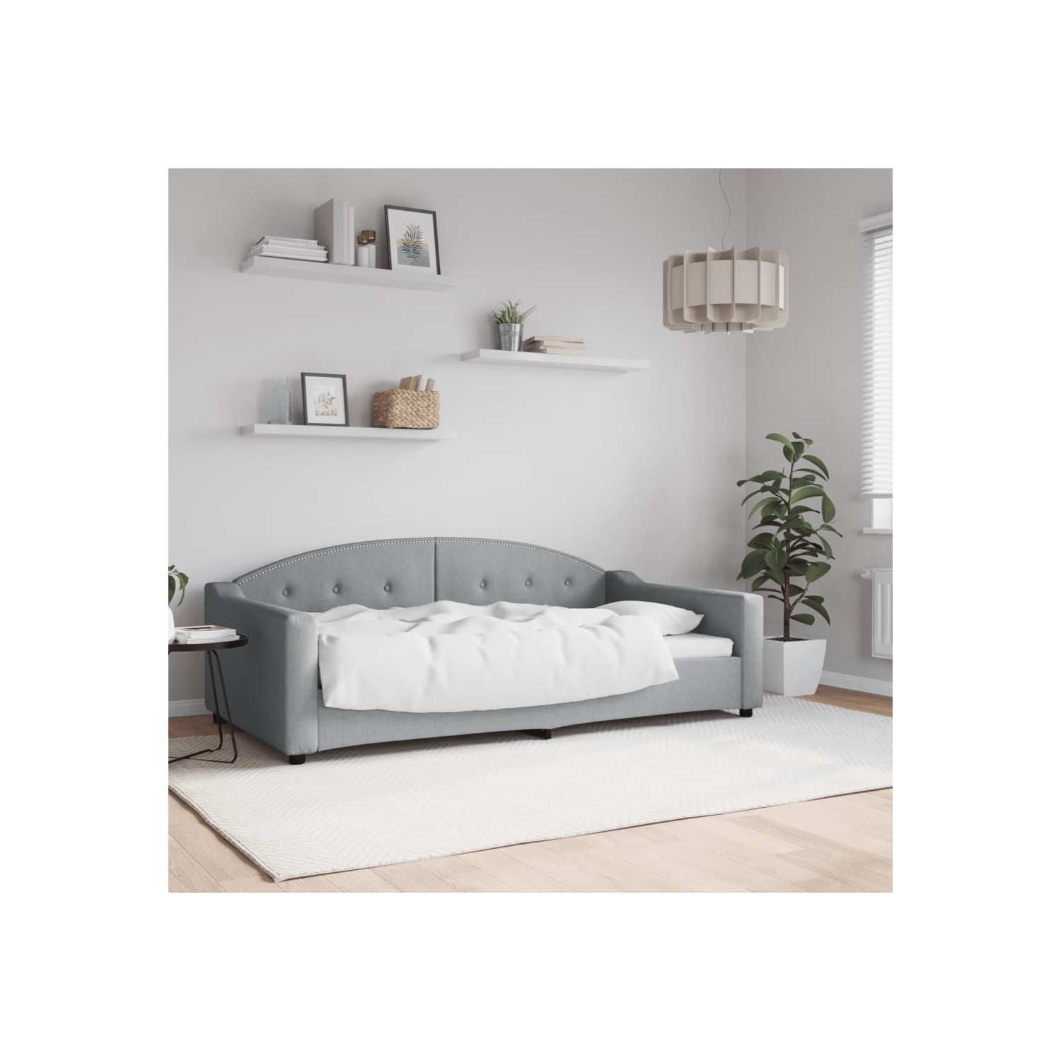 vidaXL Day Bed without Mattress Light Grey 100x190 cm Fabric