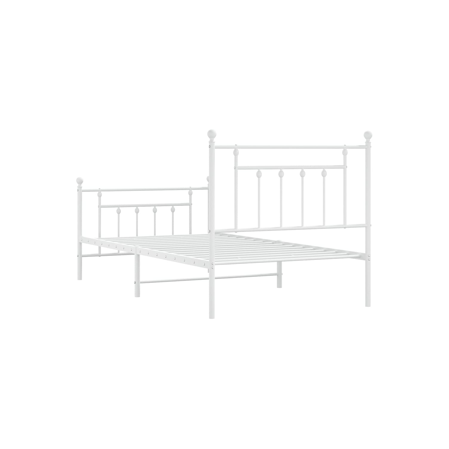 vidaXL 12" White Twin Metal Bed Frame with Headboard & Footboard No Mattress