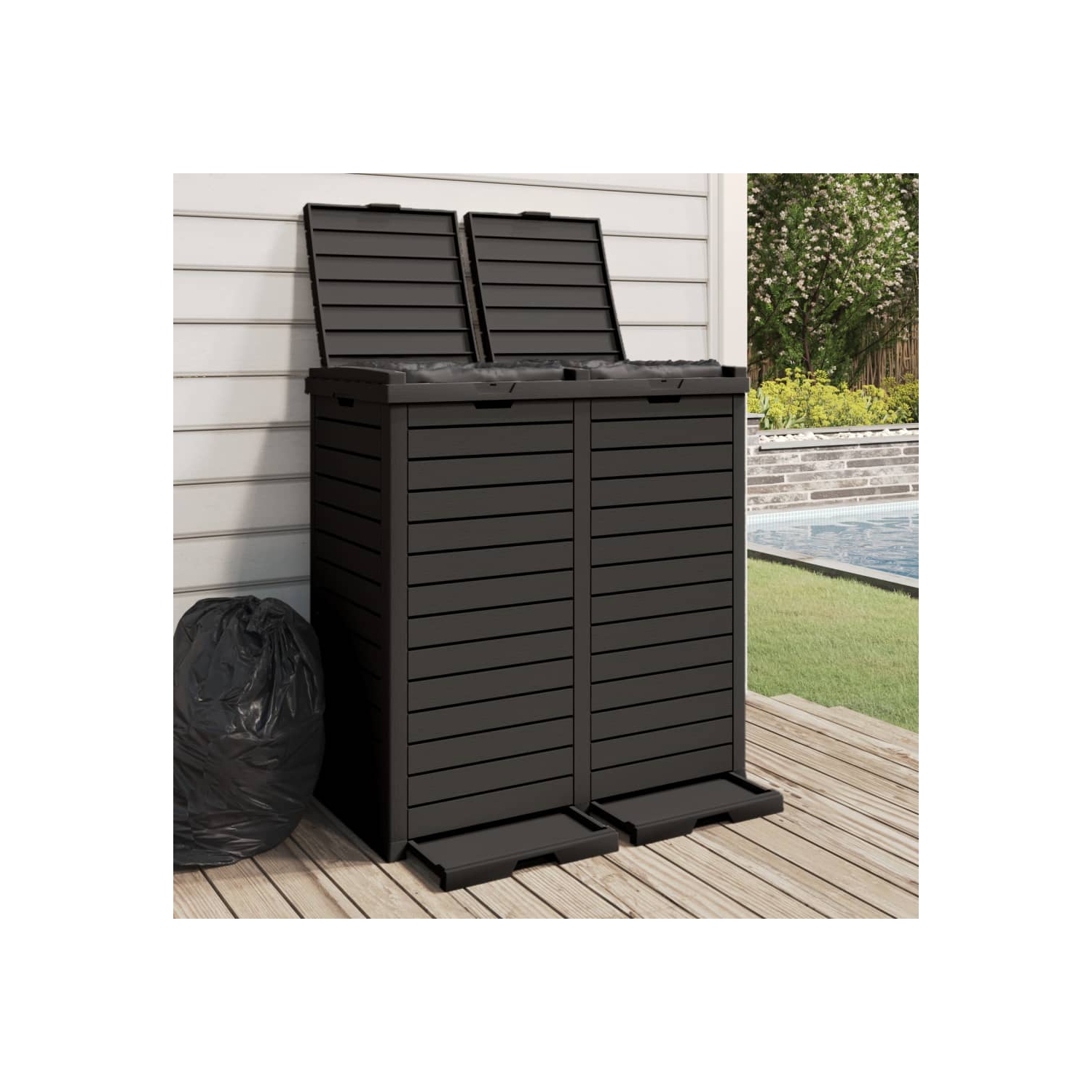 vidaXL Outdoor Garbage Bin Black 78x41x86 cm Polypropylene