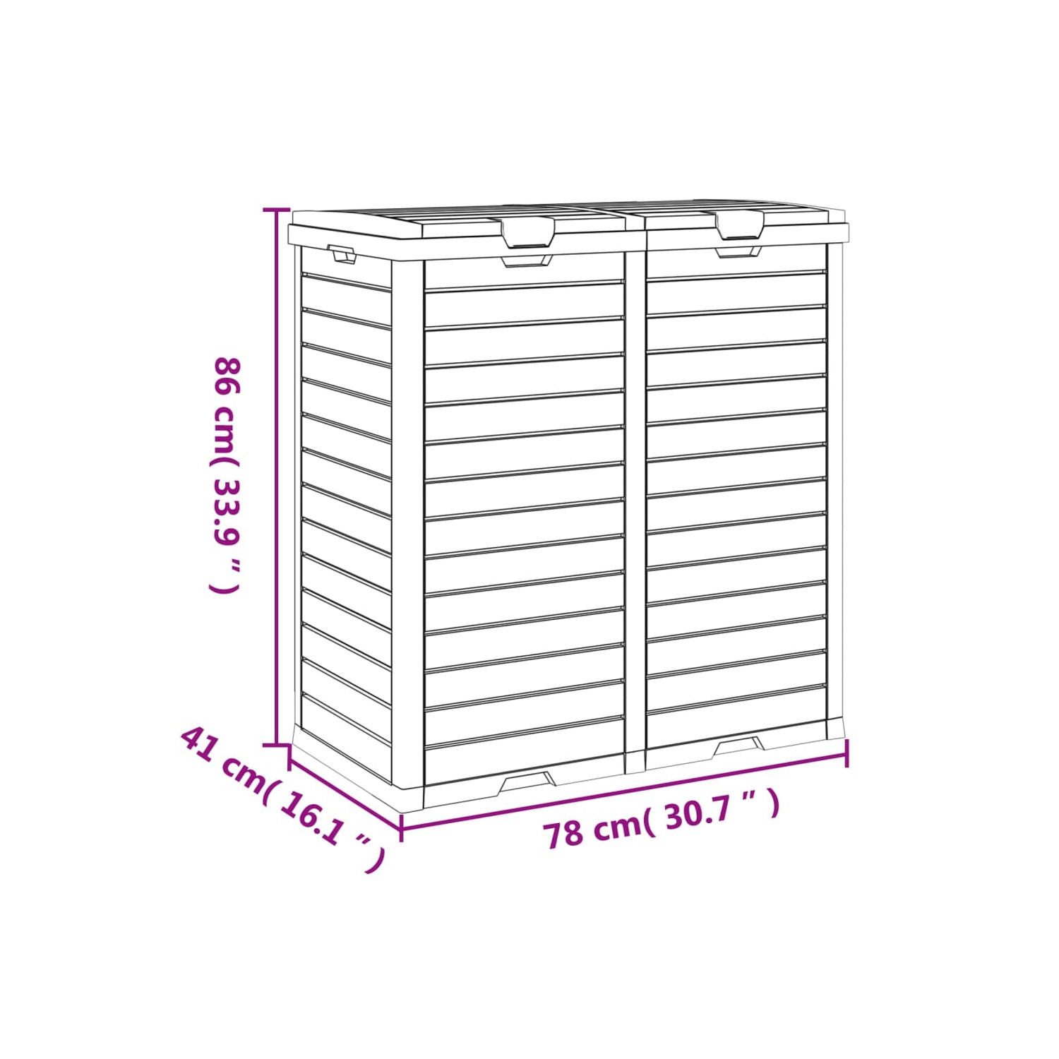 vidaXL Outdoor Garbage Bin Black 78x41x86 cm Polypropylene