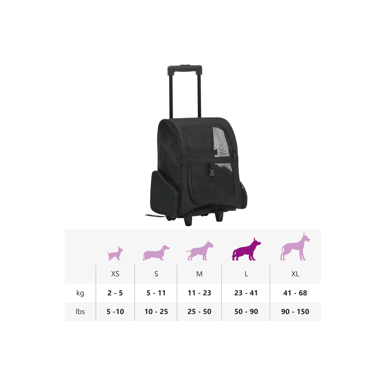 Poignée pliable multifonction noire pour animal de compagnie de vidaXL