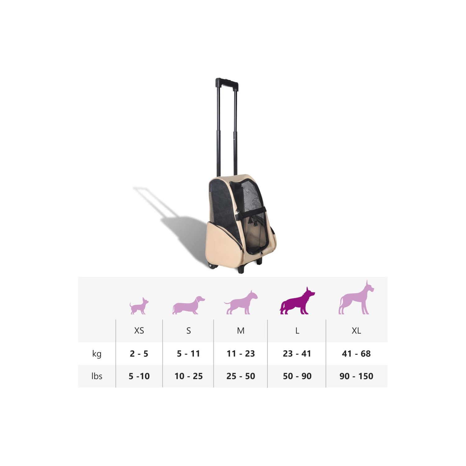 Poignée pliable multi-usage pour animal de compagnie de vidaXL, beige