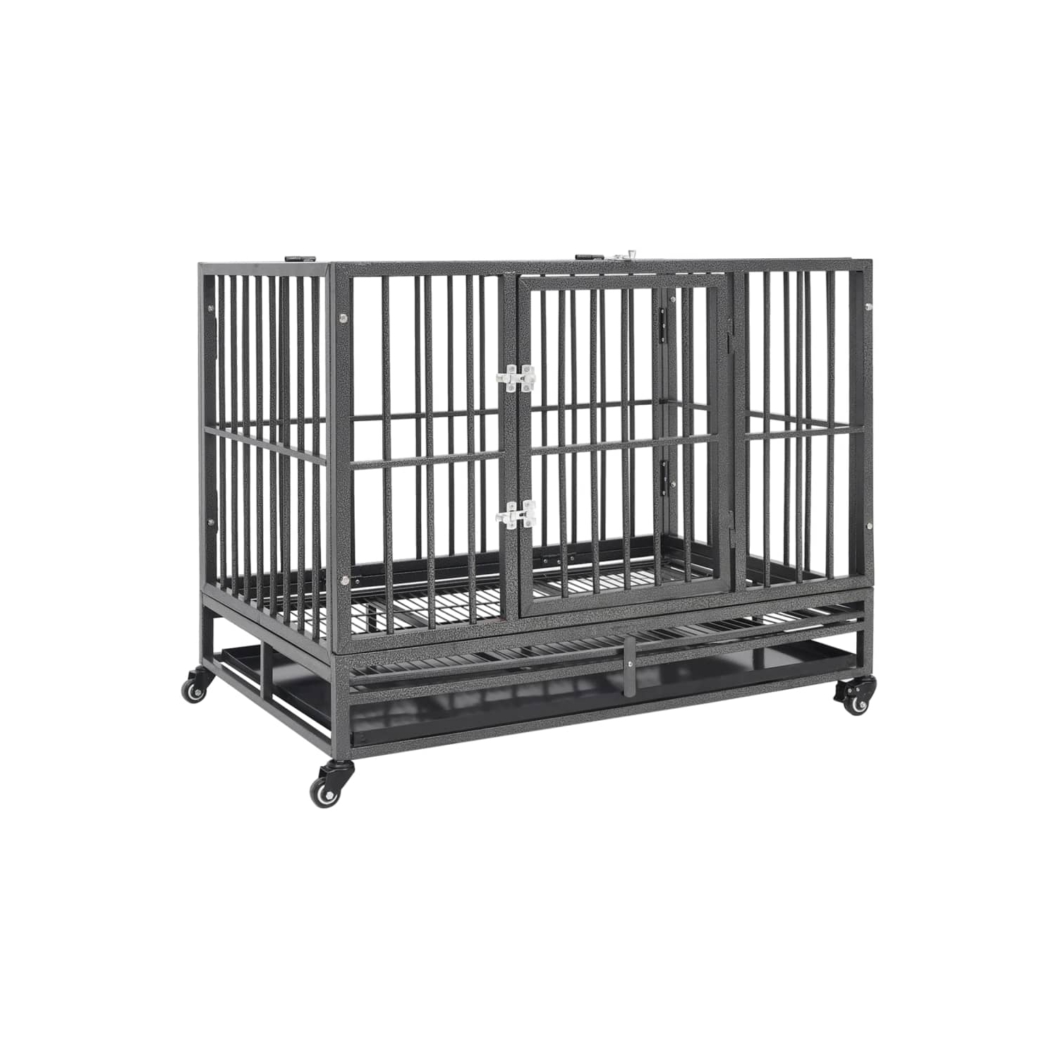 vidaXL Dog Cage with Wheels Steel 102x72x85 cm