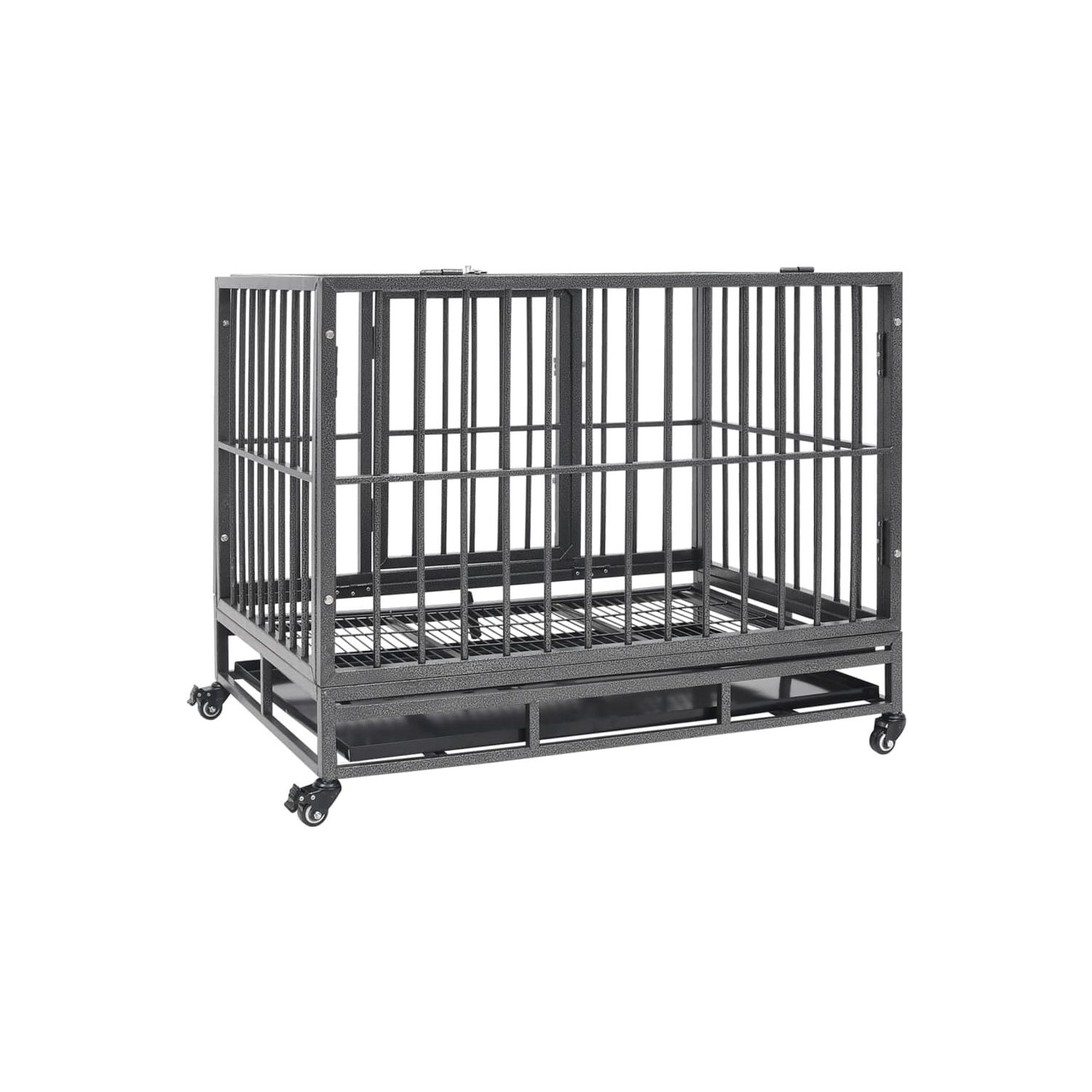 vidaXL Dog Cage with Wheels Steel 102x72x85 cm