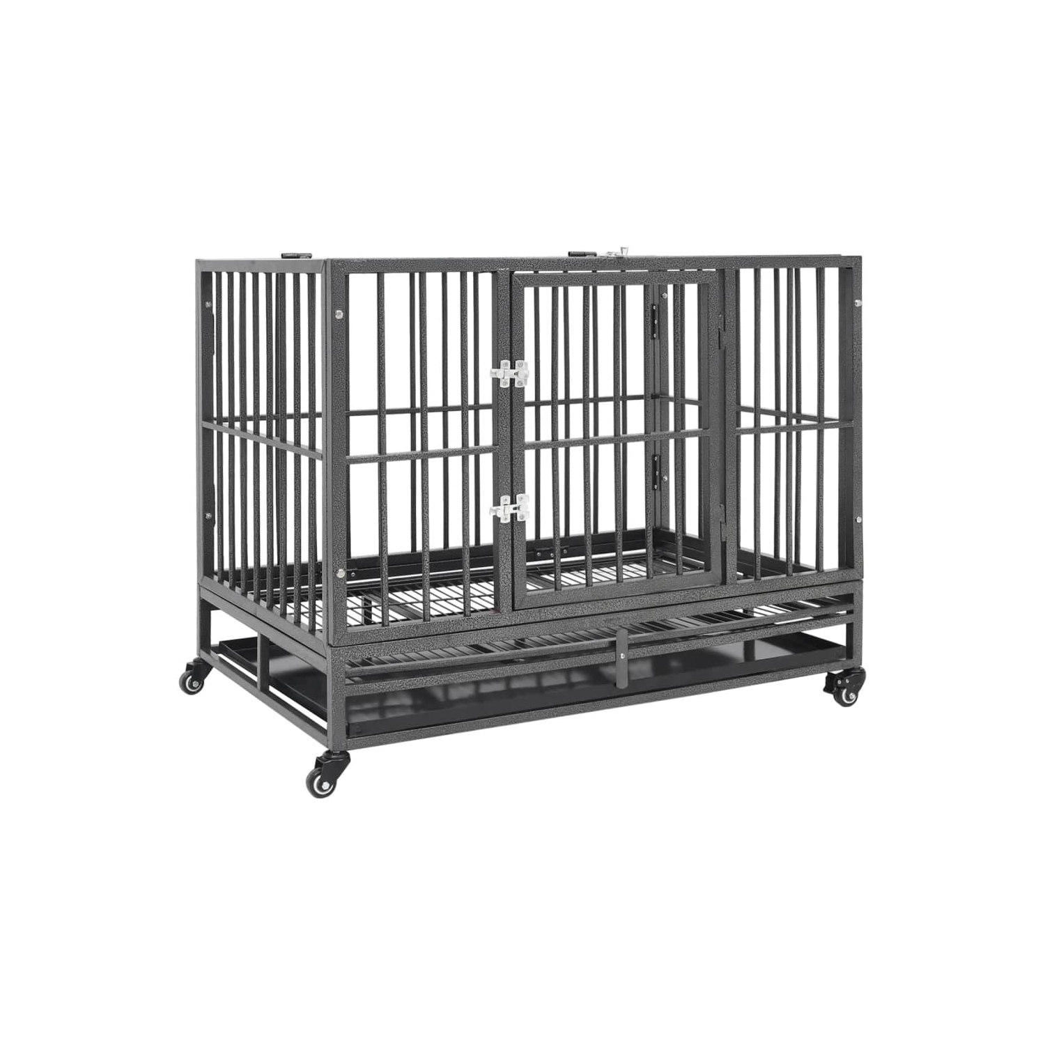 vidaXL Dog Cage with Wheels Steel 92x62x76 cm