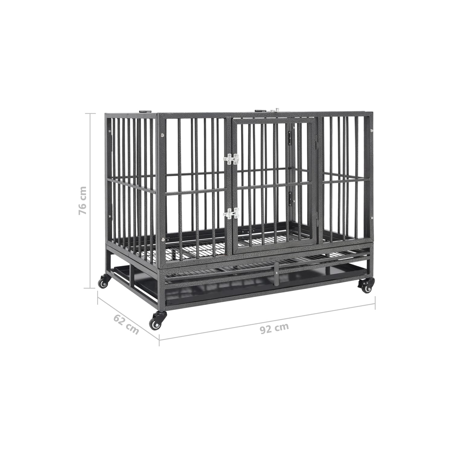 vidaXL Dog Cage with Wheels Steel 92x62x76 cm