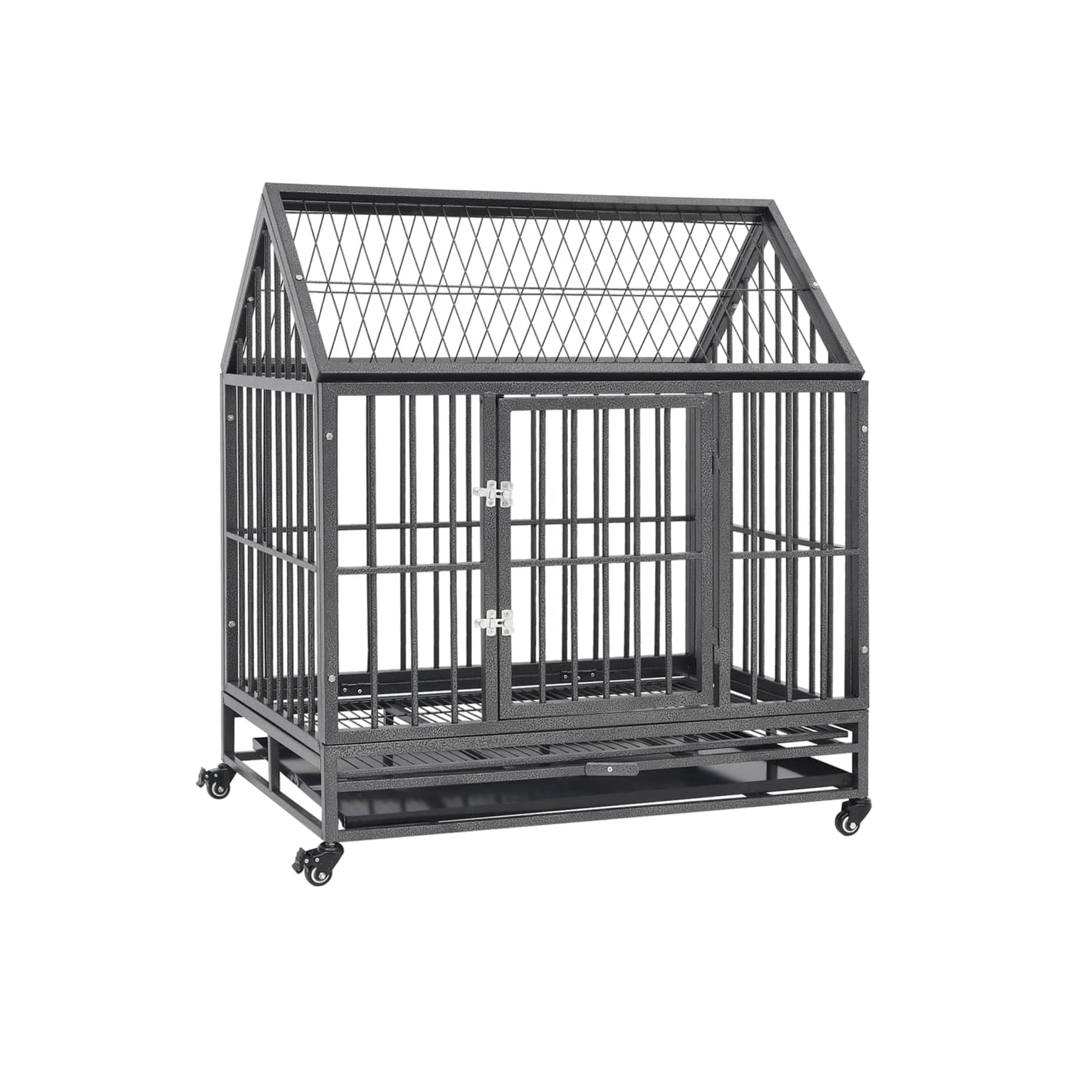 vidaXL Dog Cage with Wheels and Roof Steel 92x62x106 cm