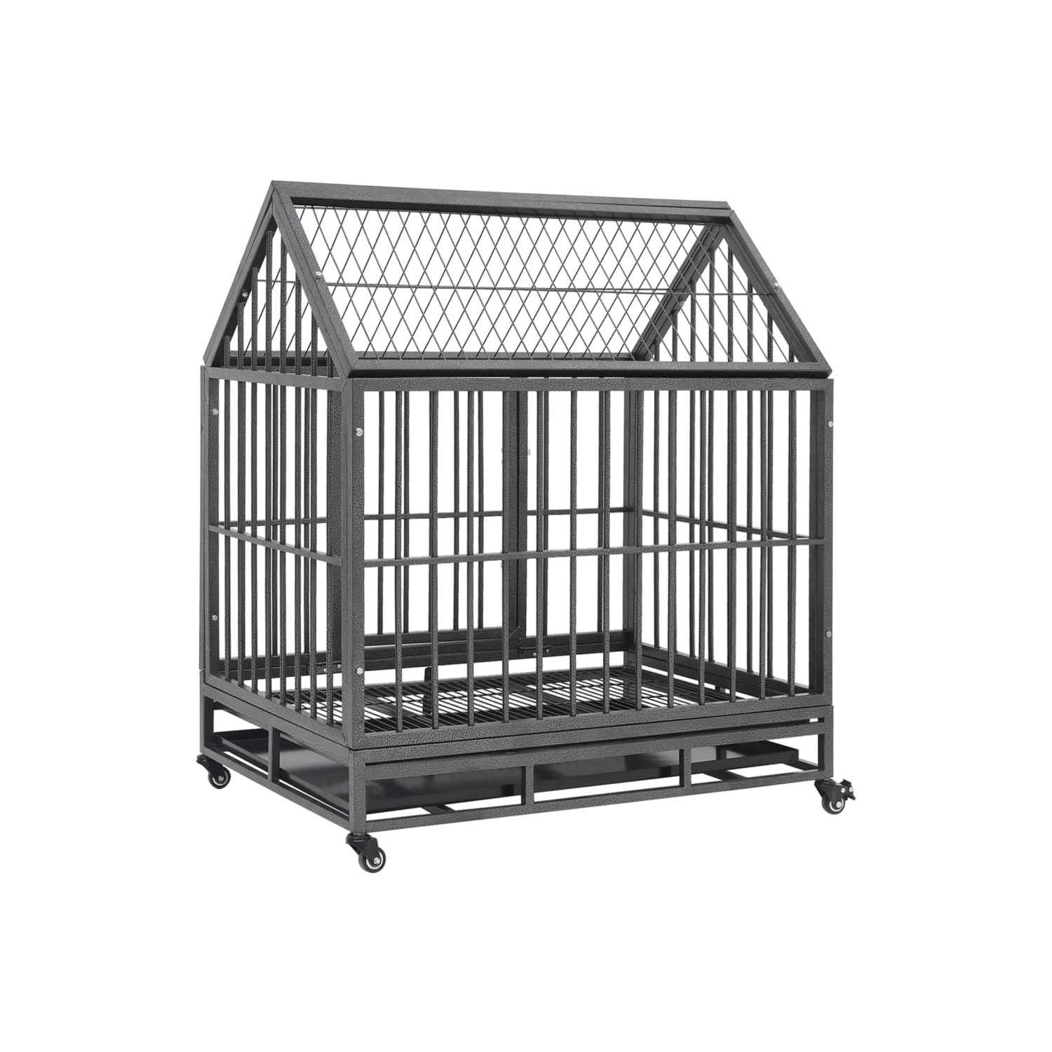 vidaXL Dog Cage with Wheels and Roof Steel 92x62x106 cm