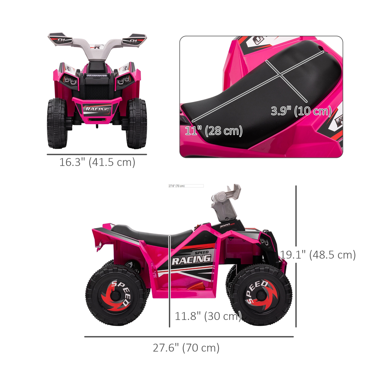 Aosom – Quad 6&nbsp;V pour enfants, véhicule électrique à piles pour enfants avec roues résistantes à l’usure, pour garçons et filles de 18-36 à 6