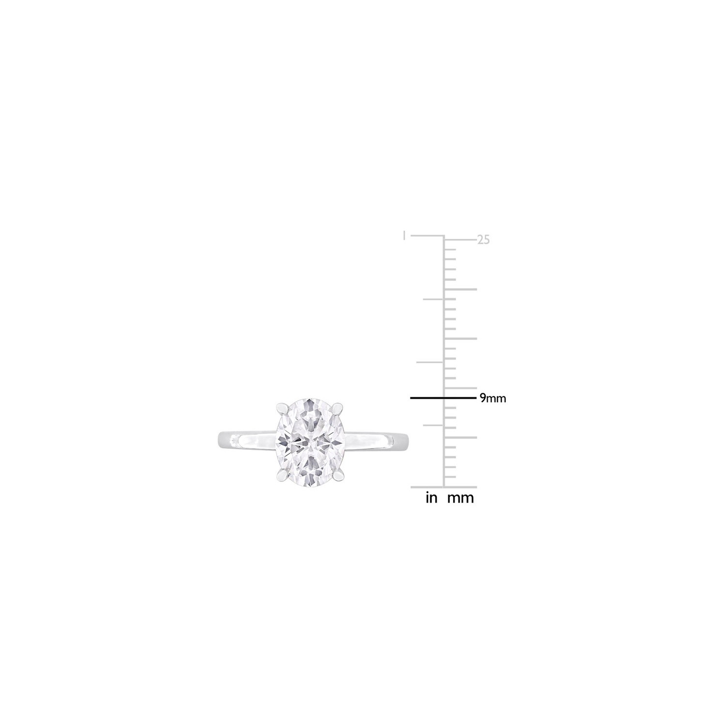 Bague de fiançailles en argent sterling avec moissanite solitaire ovale synthétique en laboratoire d'2,00&nbsp;carat