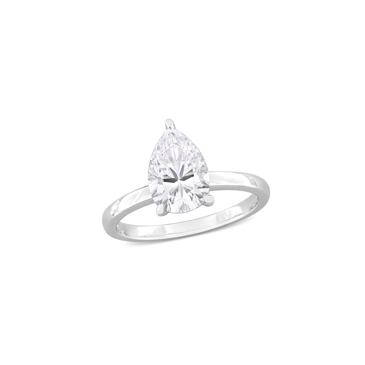 Bague de fiançailles en argent sterling avec moissanites synthétiques en forme de poire d'2,00&nbsp;carat