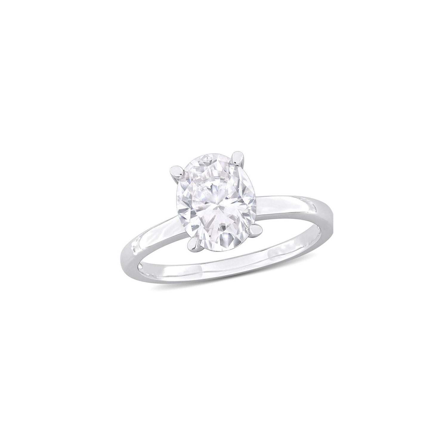 2.00 Carat Lab-Created Oval Solitaire Moissanite Engagement Ring in Sterling Silver