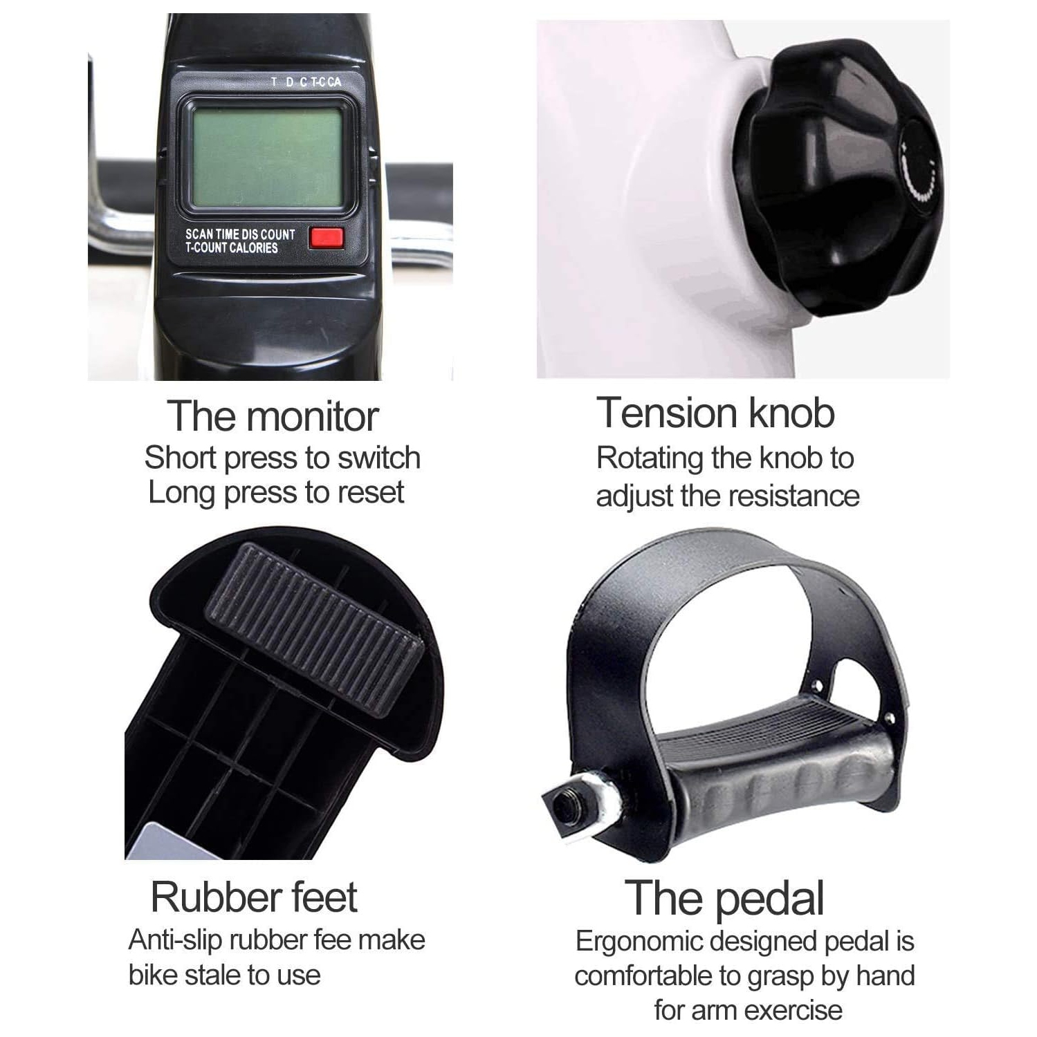 Nouvelle version – Petit exerciseur à pédales avec moniteur LCD pour les jambes et les bras