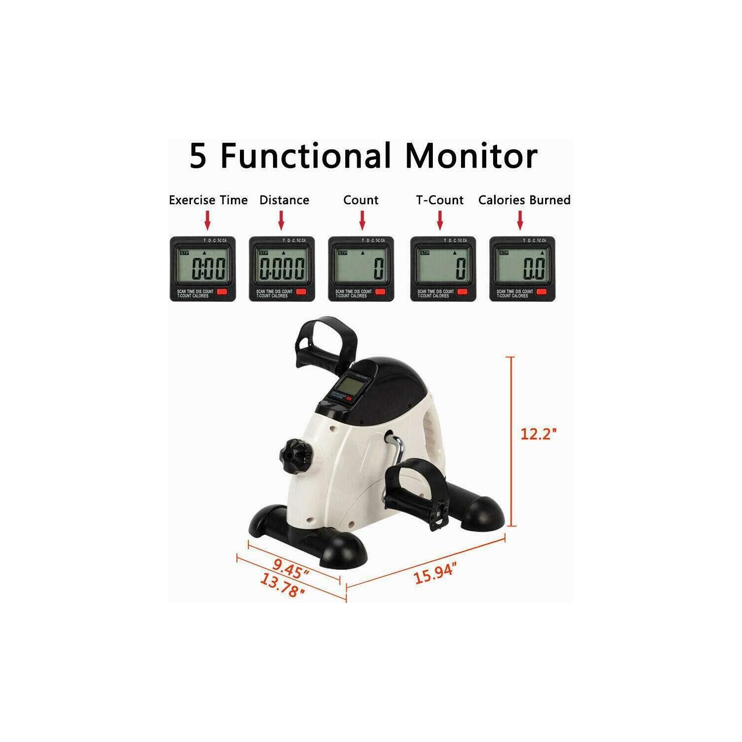 Nouvelle version – Petit exerciseur à pédales avec moniteur LCD pour les jambes et les bras