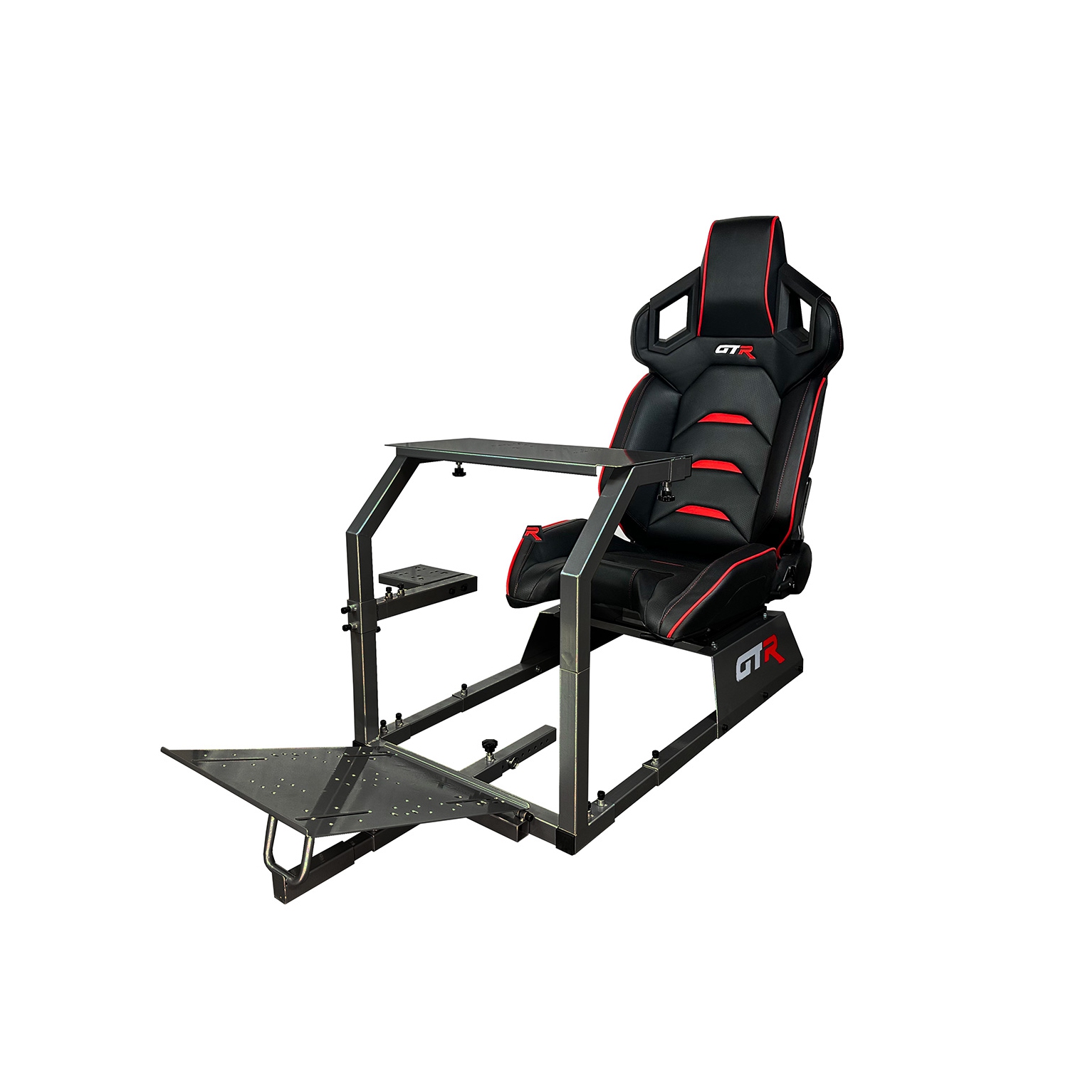 GTR Simulator GTA Model (Black) Racing Simulator Cockpit with Black/Red Adjustable Leatherette Pista Seat