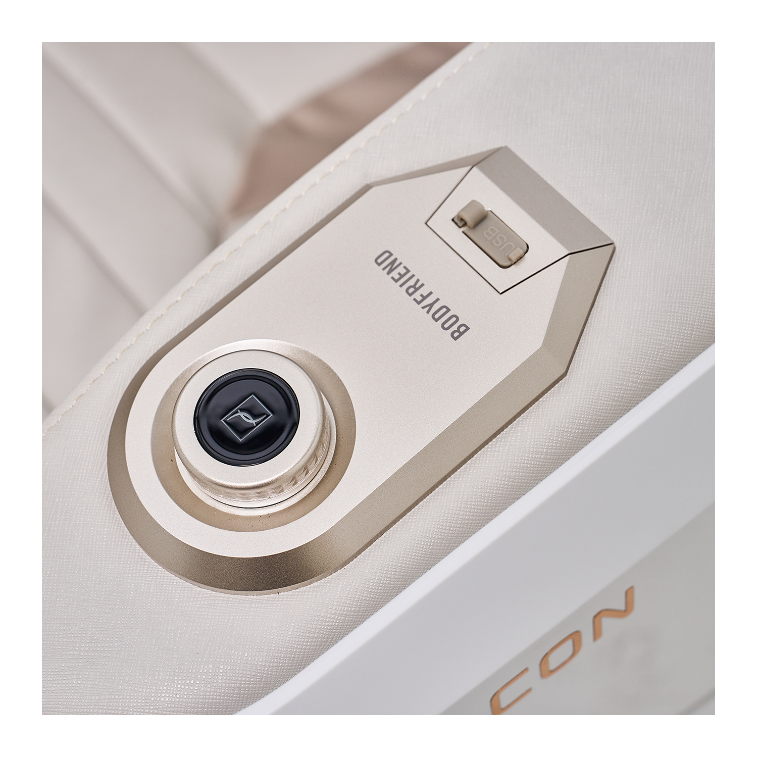 Fauteuil de massage 4 XD de Bodyfriend pour mouvements séparés des jambes et massage des muscles de base - Beige/cuir - EXPÉDITION GRATUITE