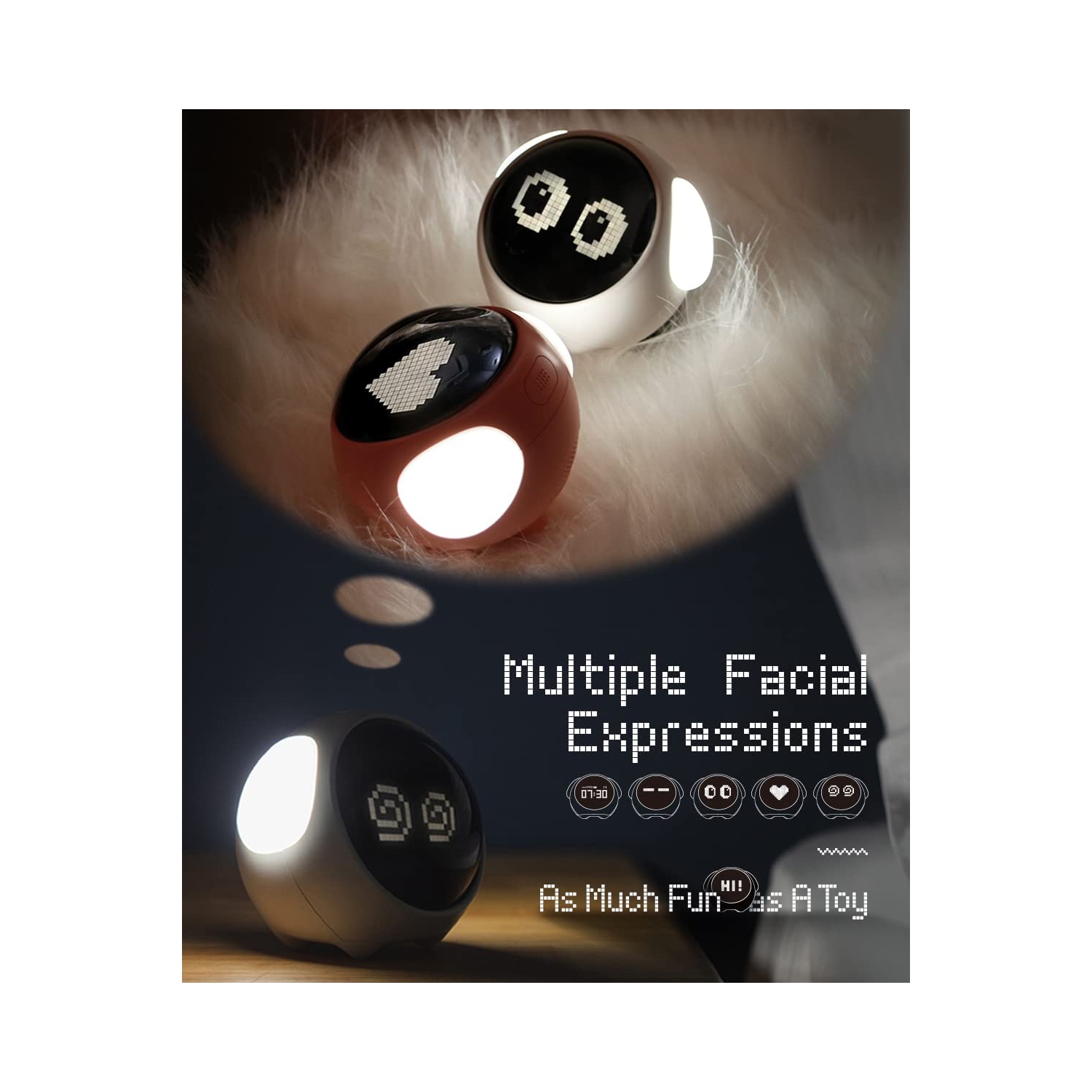 Kids Alarm Clock, Dual Alarm Setting, Adjustable Brightness Night Light, Voice-Activated,Temperature Detection, Wake-up Alarm Clock, Toy and Gift for