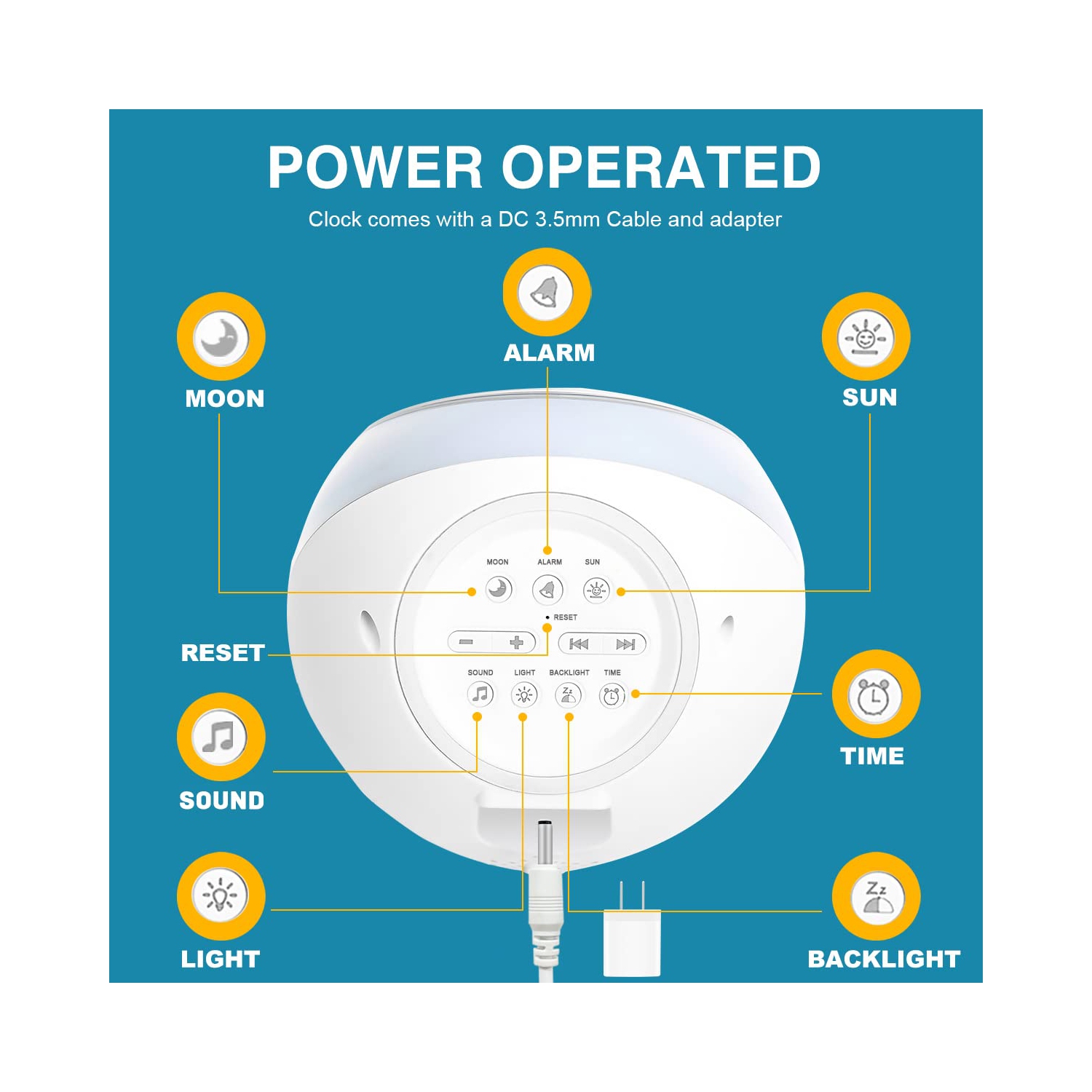 Réveille-matin pour enfants soleil et Lune Rise, entraîneur de sommeil pour enfants, appareil sonore pour le sommeil, lampe de réveil et veilleuse,