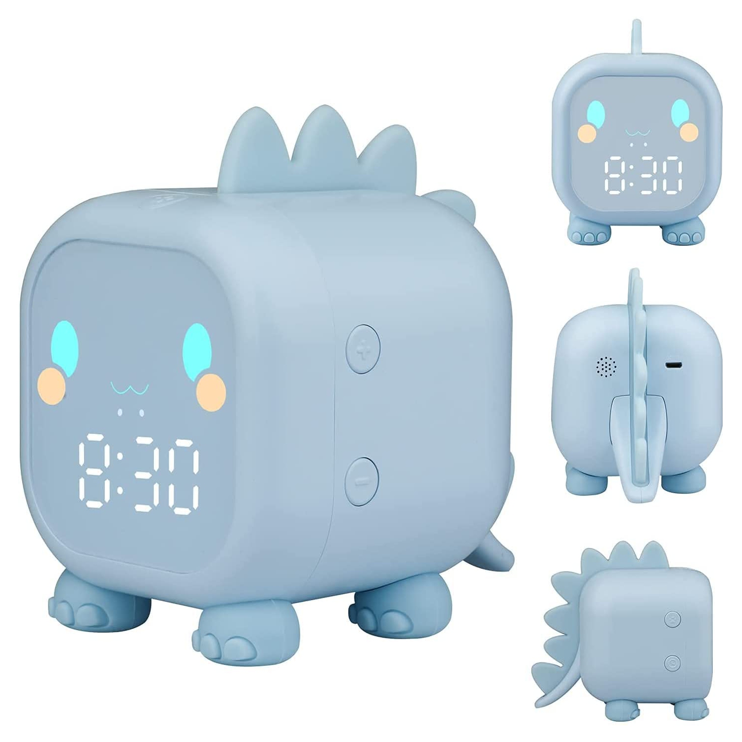 Kids Alarm Clock, Dinosaur Digital Alarm Clock,Cute Bedside Clock for Boys Girls, Snooze Mode/Temperature Display/Countdown Timer/Night Light/Voice