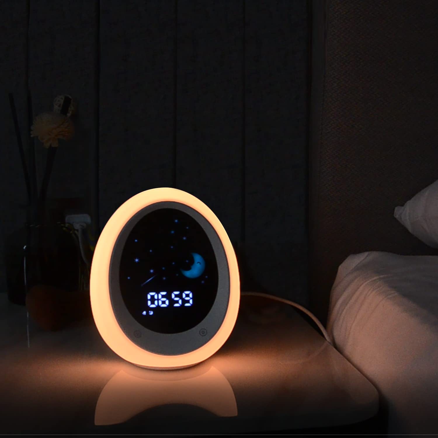 Horloge d'apprentissage pour tout-petits, réveil avec appareil sonore pour le sommeil, veilleuses, rappel d'alarme et minuterie, horloge pour réveil