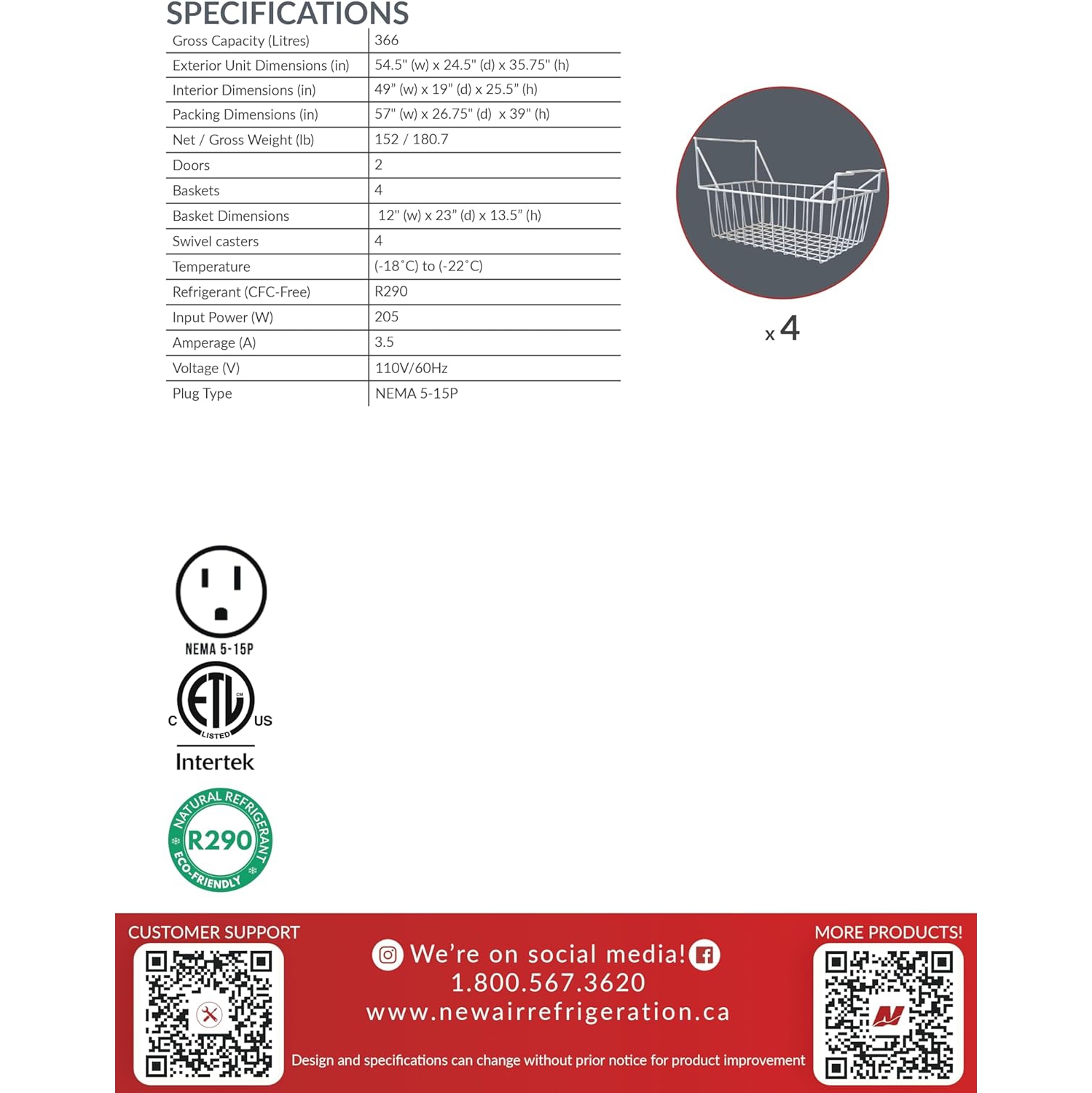 New Air Commercial 55" 13 Cu. Ft. Curved Glass Ice Cream Freezer - White/Grey