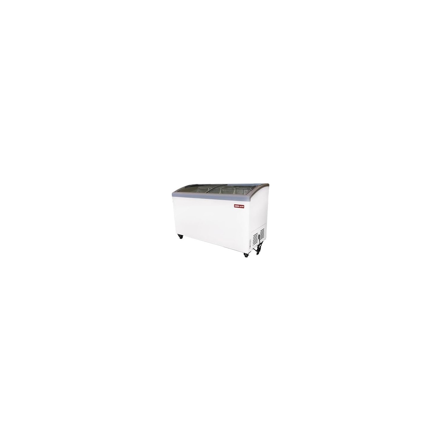 New Air Commercial 61" 14 Cu. Ft. Curved Glass Ice Cream Freezer - White/Grey