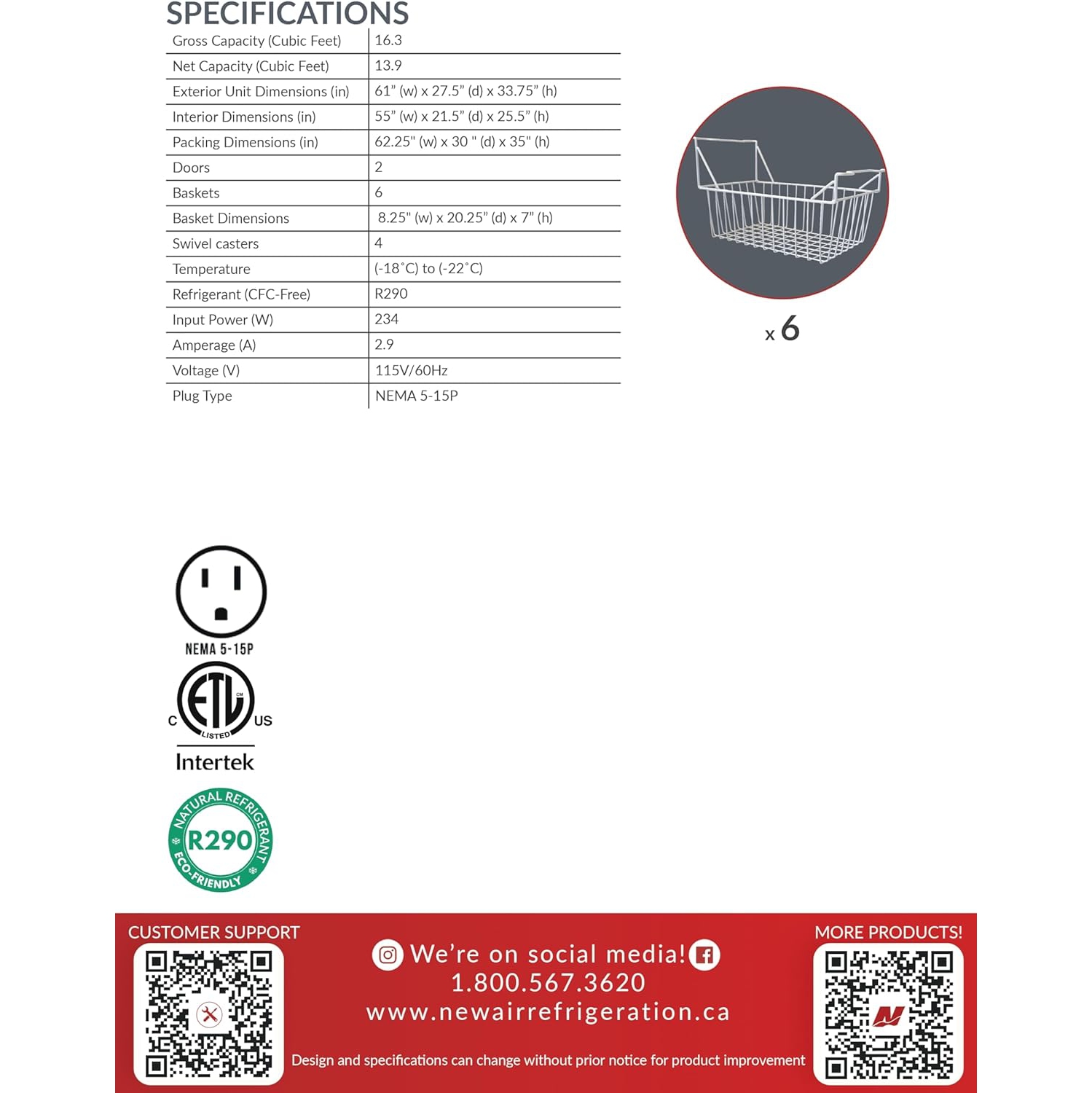 New Air Commercial 61" 14 Cu. Ft. Curved Glass Ice Cream Freezer - White/Grey