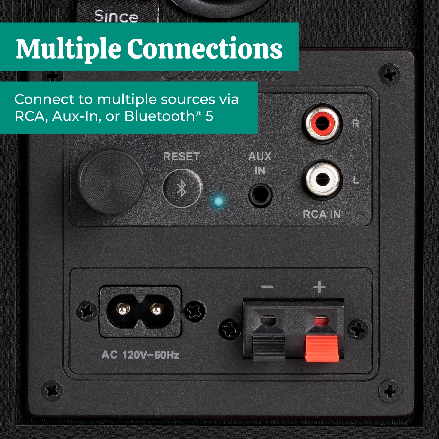 Electrohome Huntley Powered Bookshelf Speakers with Built-in Amplifier, 3" Drivers, Bluetooth 5, RCA/Aux - Black