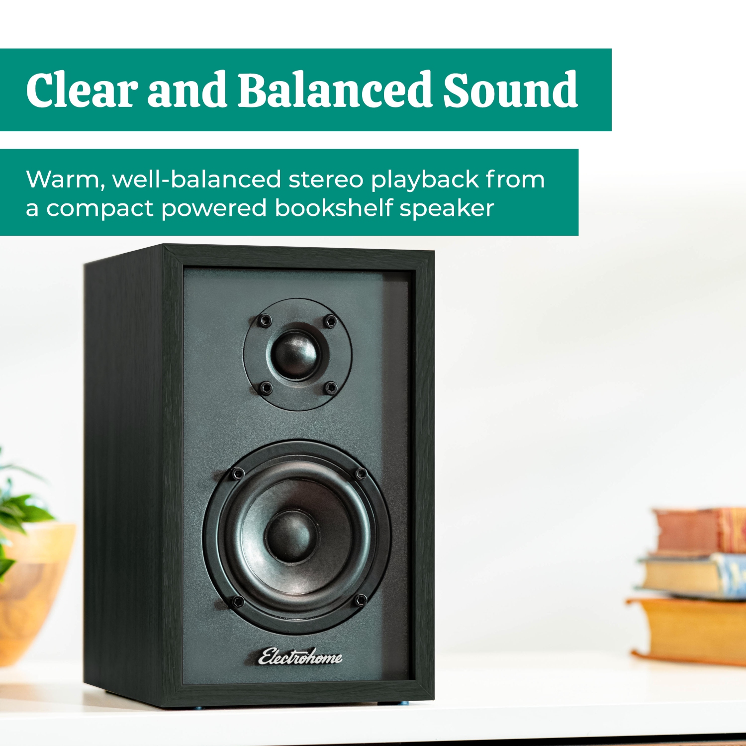 Electrohome Berkeley 2.0 Stereo Powered Bookshelf Speakers with Built-in Amplifier, 3" Drivers, Bluetooth 5, RCA/Aux
