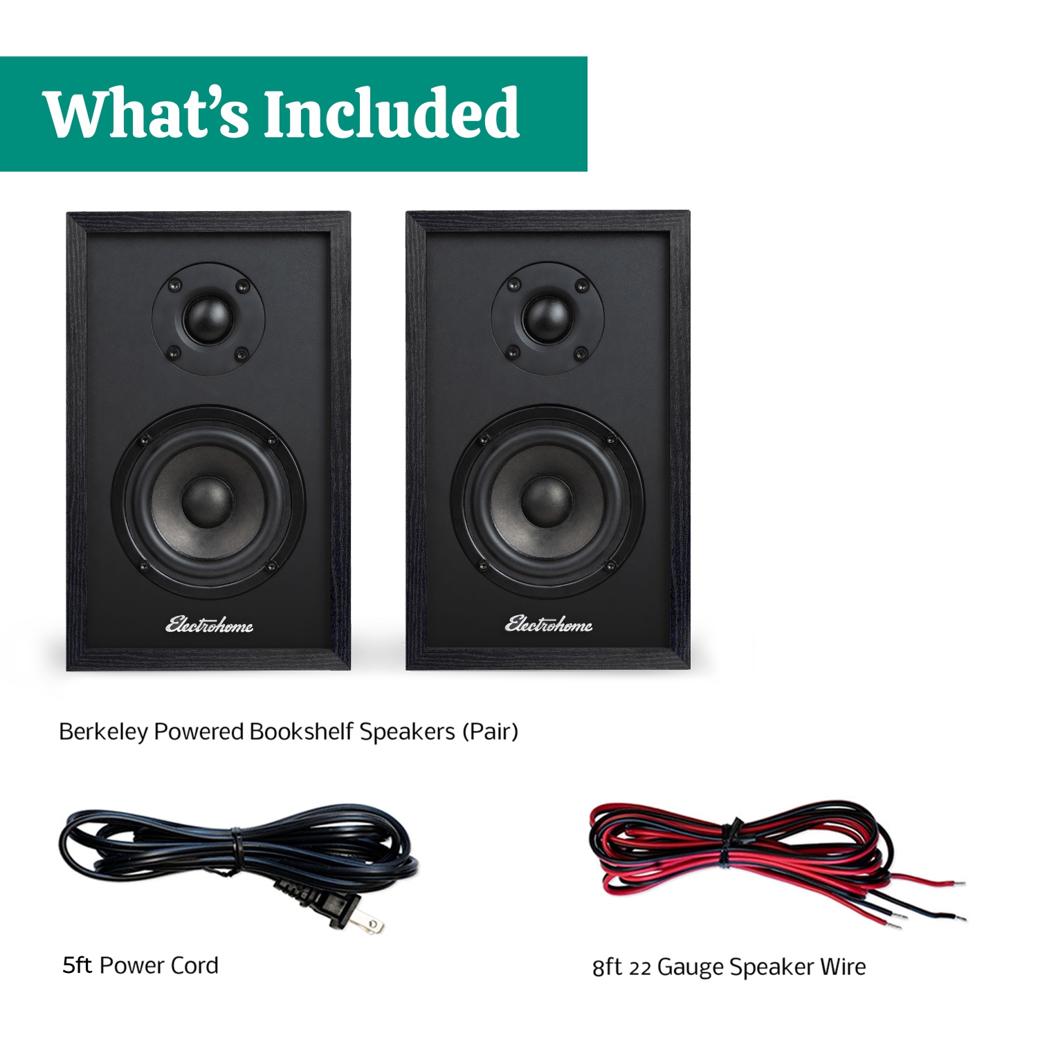 Electrohome Berkeley 2.0 Stereo Powered Bookshelf Speakers with Built-in Amplifier, 3" Drivers, Bluetooth 5, RCA/Aux