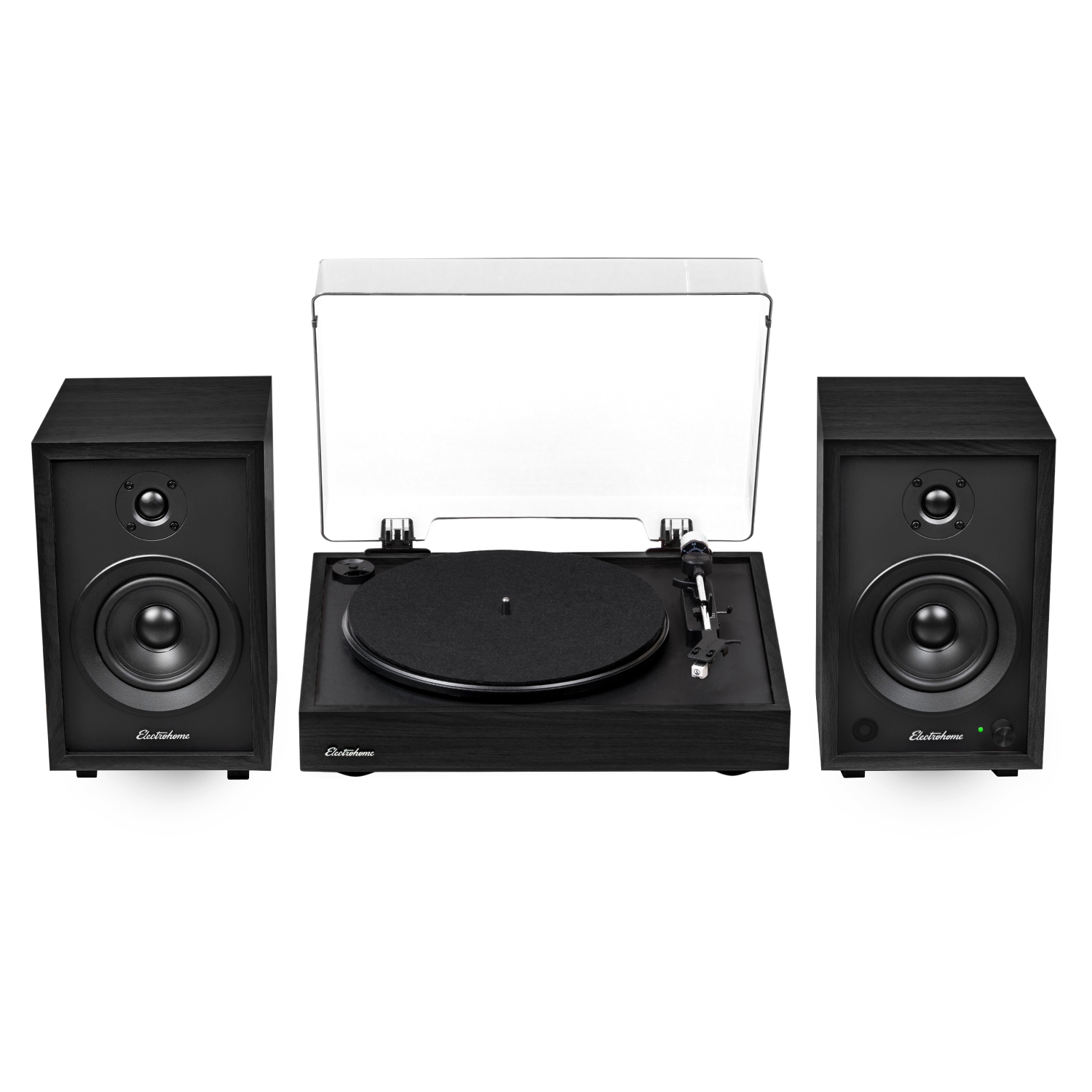 Electrohome Montrose Record Player Stereo System with 4" Bluetooth Powered Bookshelf Speakers, Belt-Drive Turntable