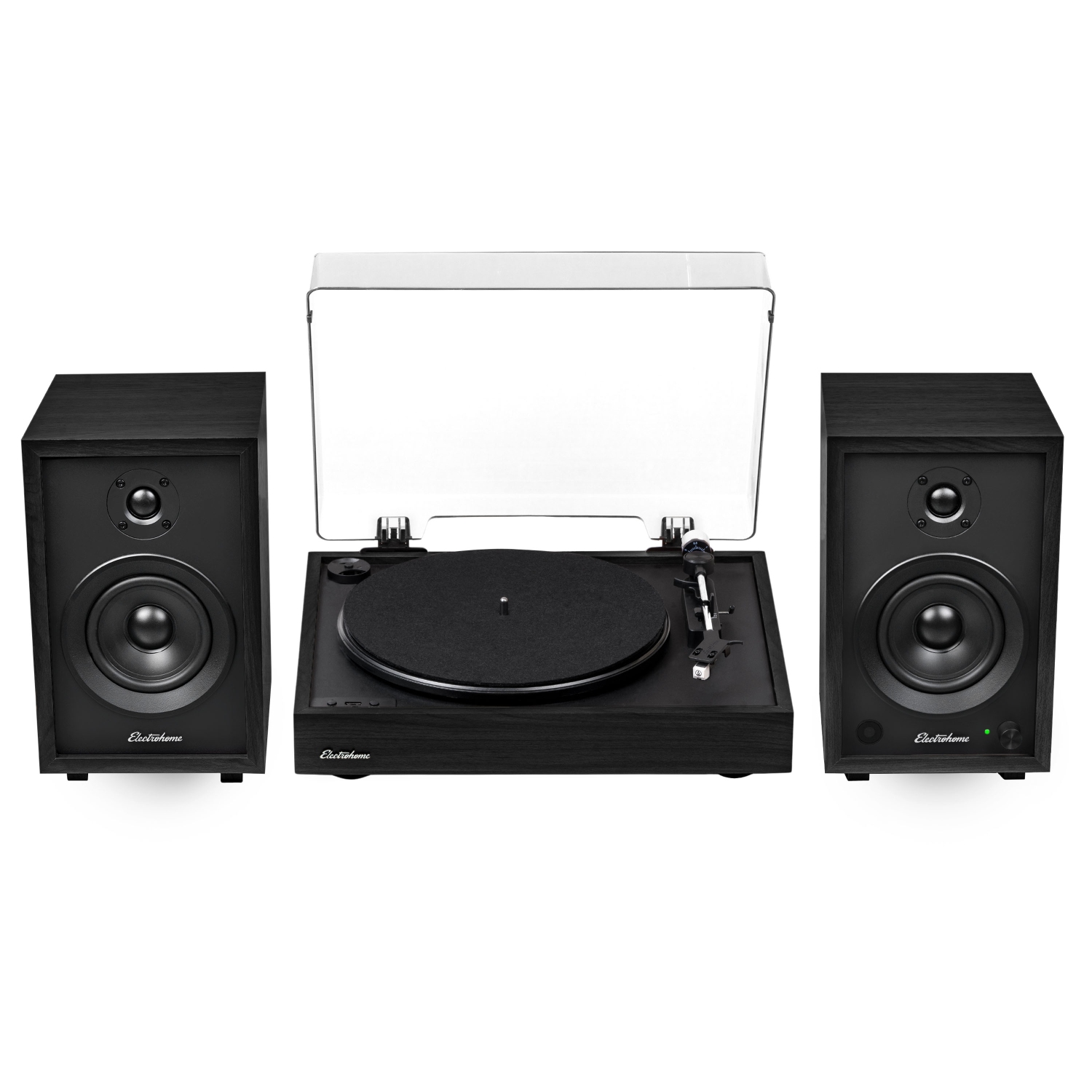 Electrohome Montrose Record Player Stereo System with 4" Bluetooth Powered Bookshelf Speakers, Vinyl-to-MP3 Recording