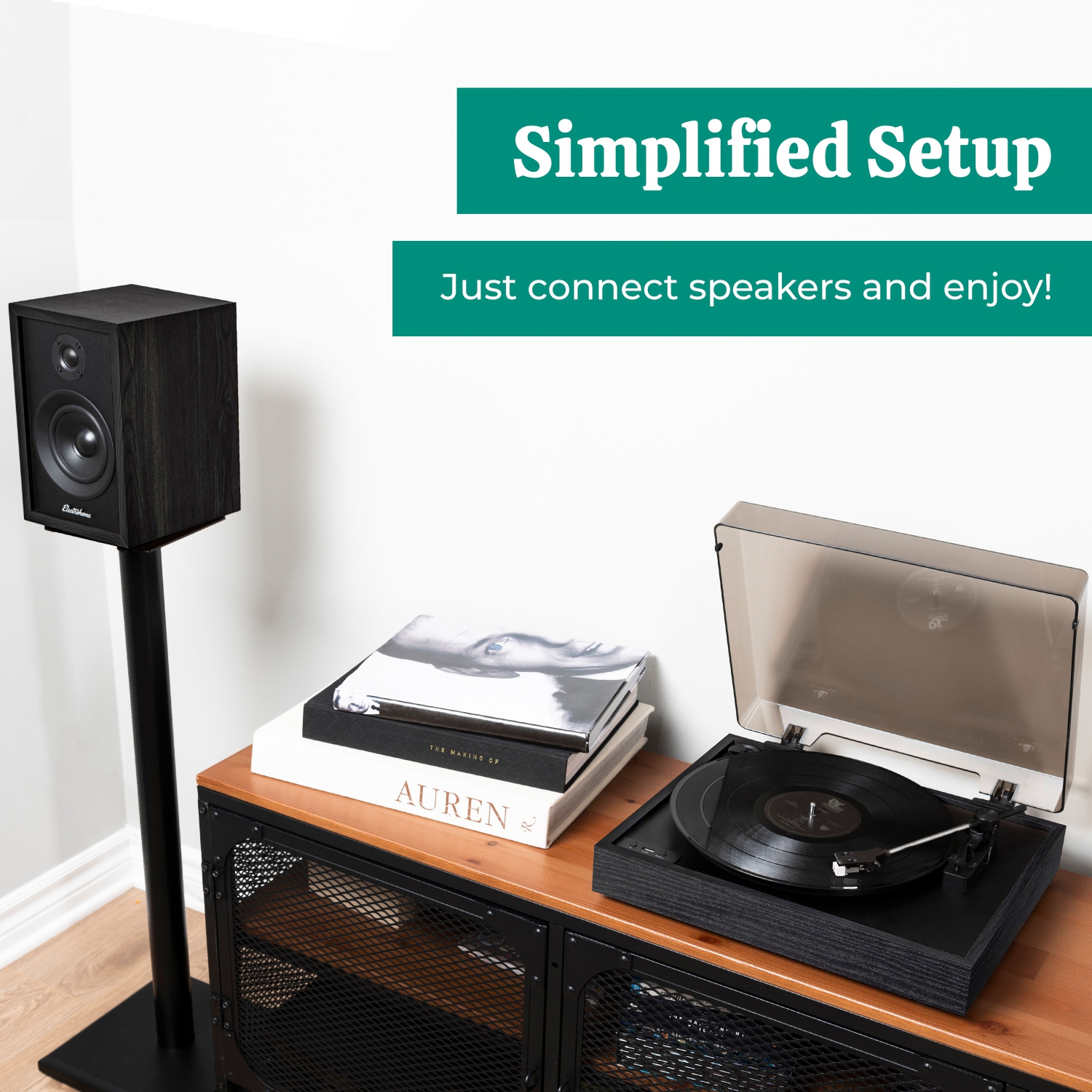 Lecteur de disques vinyle sans fil Montrose d'Electrohome, tourne-disque à entraînement par courroie, tête de lecture Audio-Technica, Bluetooth,