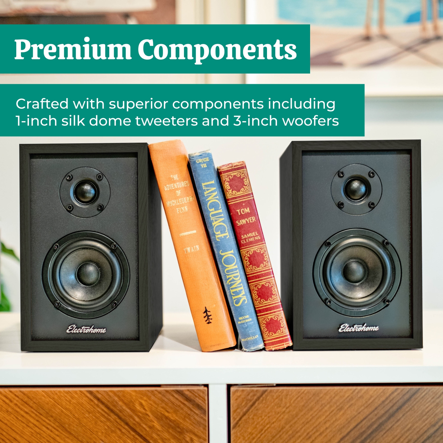 Electrohome Montrose Wireless Vinyl Record Player with Berkeley, Powered Bluetooth Bookshelf Speakers, Black