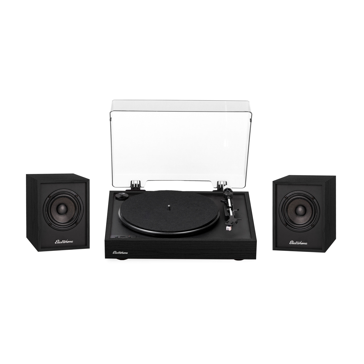 Electrohome – lecteur de disques vinyle sans fil Montrose avec haut-parleurs d’étagère Bluetooth, noir