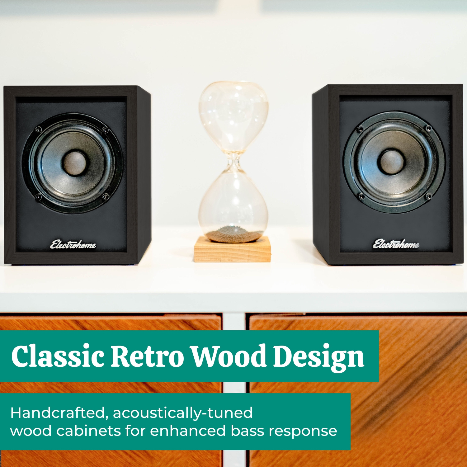 Electrohome – lecteur de disques vinyle sans fil Montrose avec haut-parleurs d’étagère Bluetooth, noir