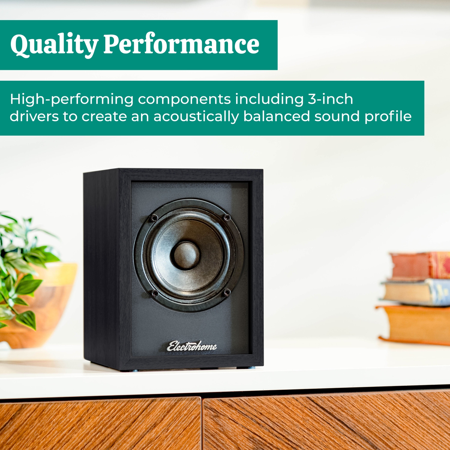 Electrohome – lecteur de disques vinyle sans fil Montrose avec haut-parleurs d’étagère Bluetooth, noir