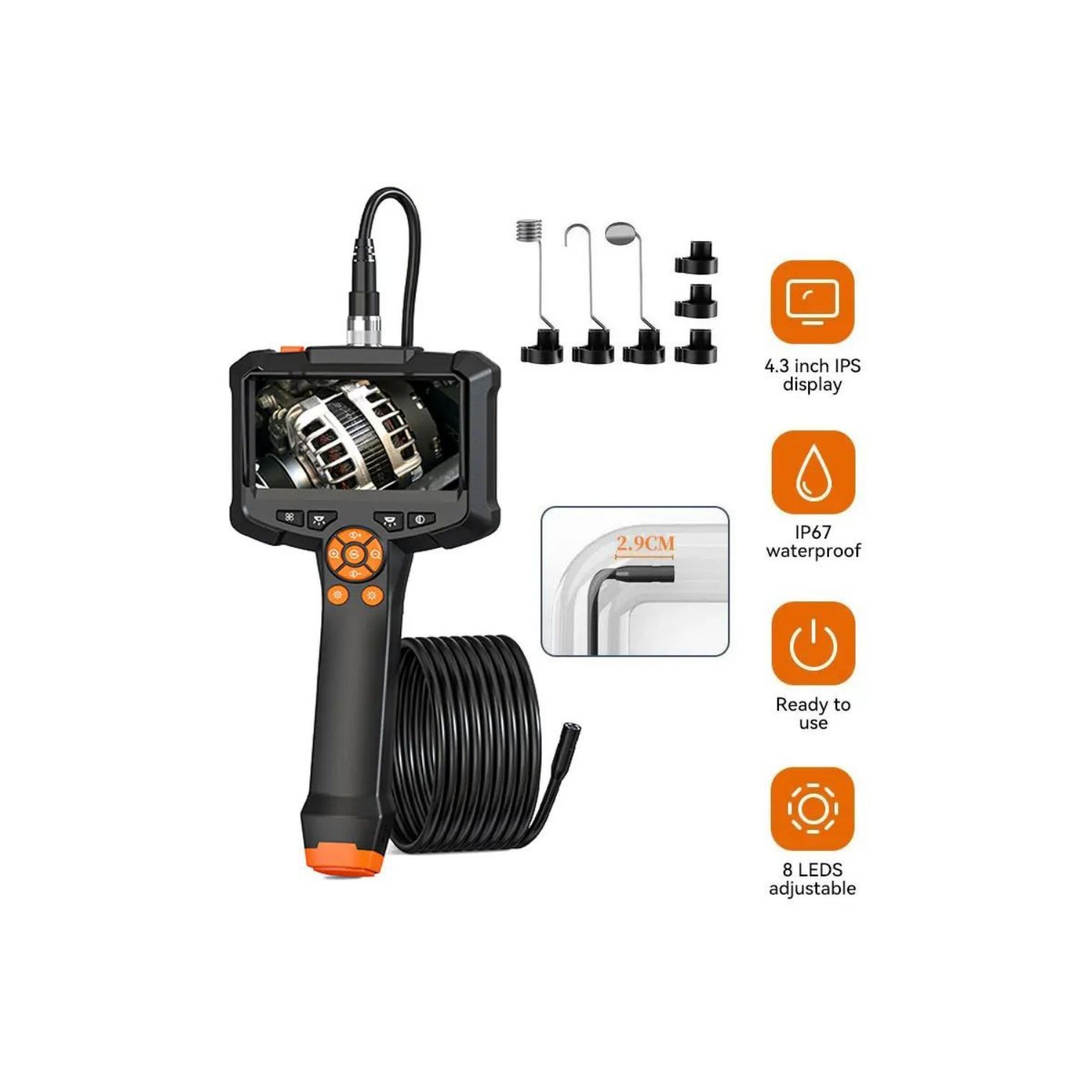 Caméra d'inspection de l'endoscope axGear écran de 4,3 pouces étanche de calibre industriel 33ft Snake